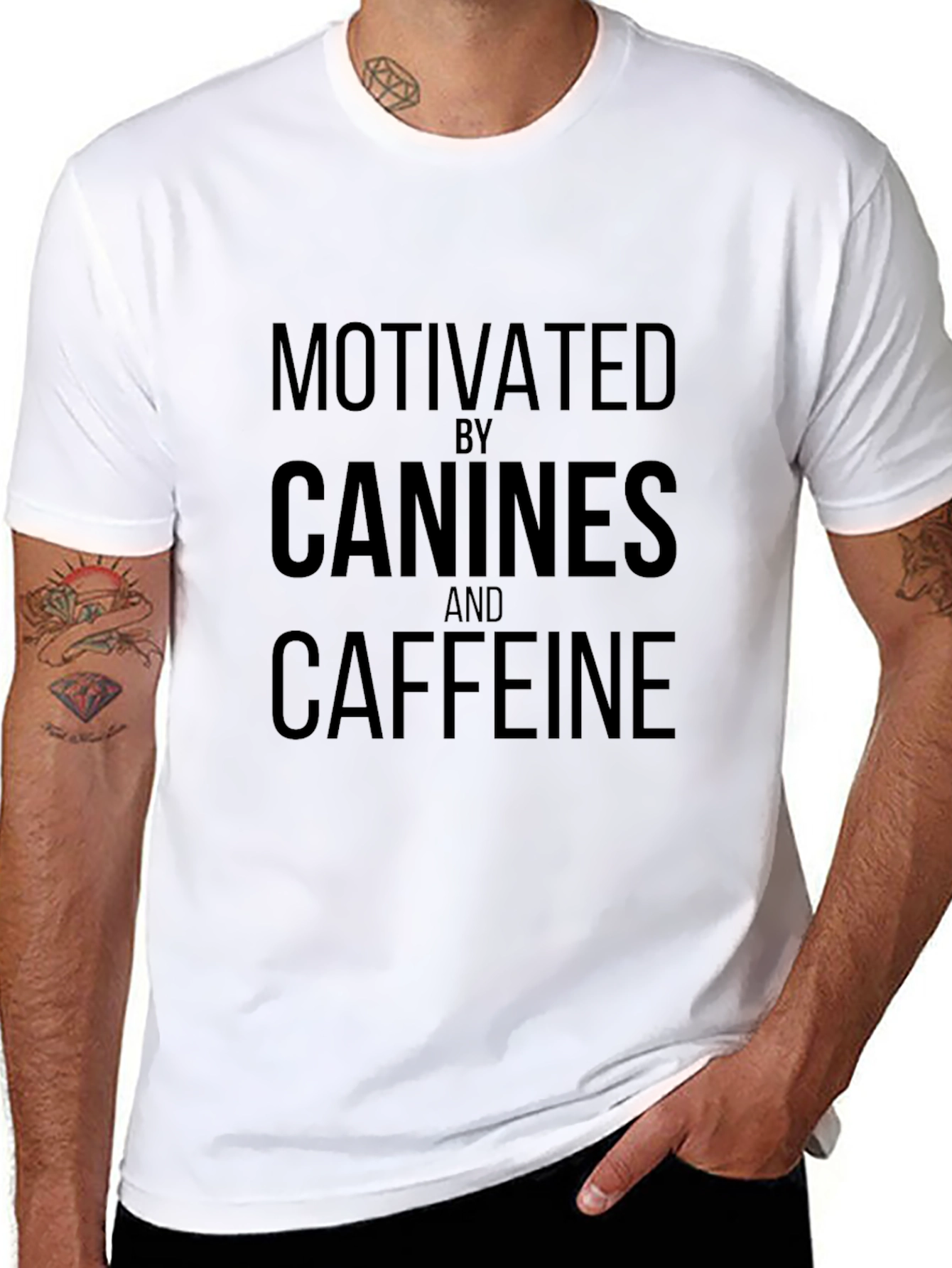 Motivated by Canines & Caffeine Black T-Shirt