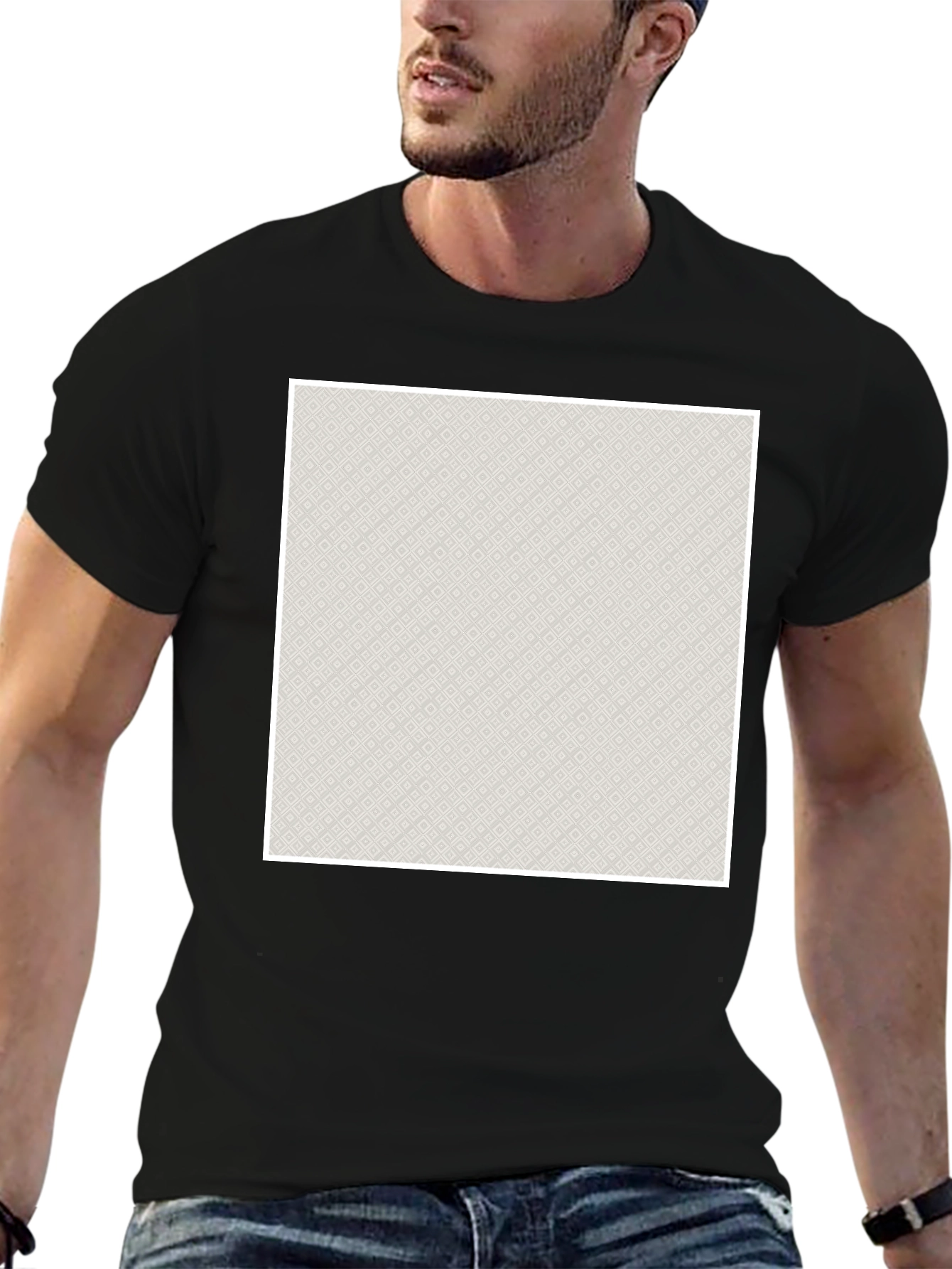 Modern Patterned Graphic Tee - Black