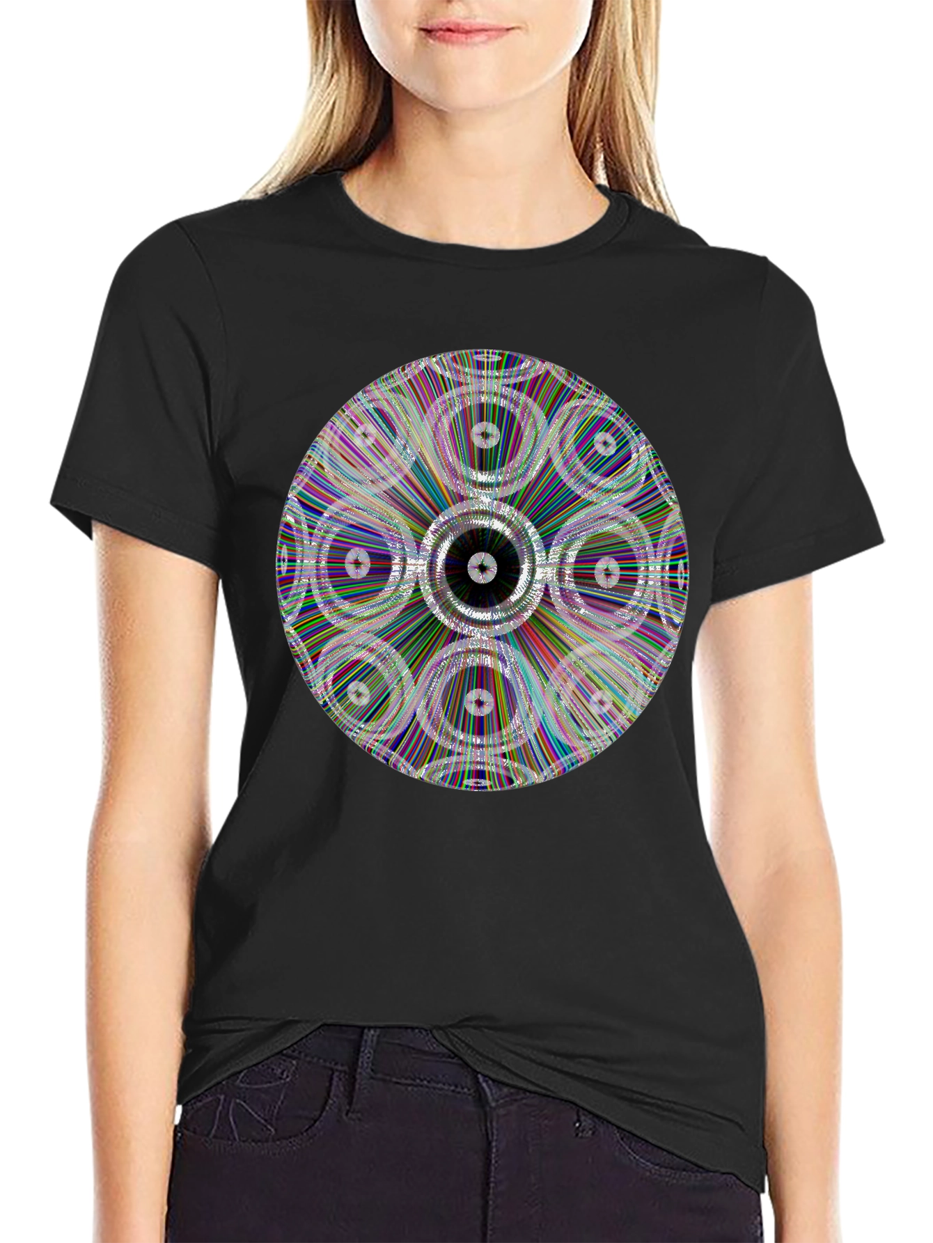 Geometric Circle Graphic Black T-Shirt