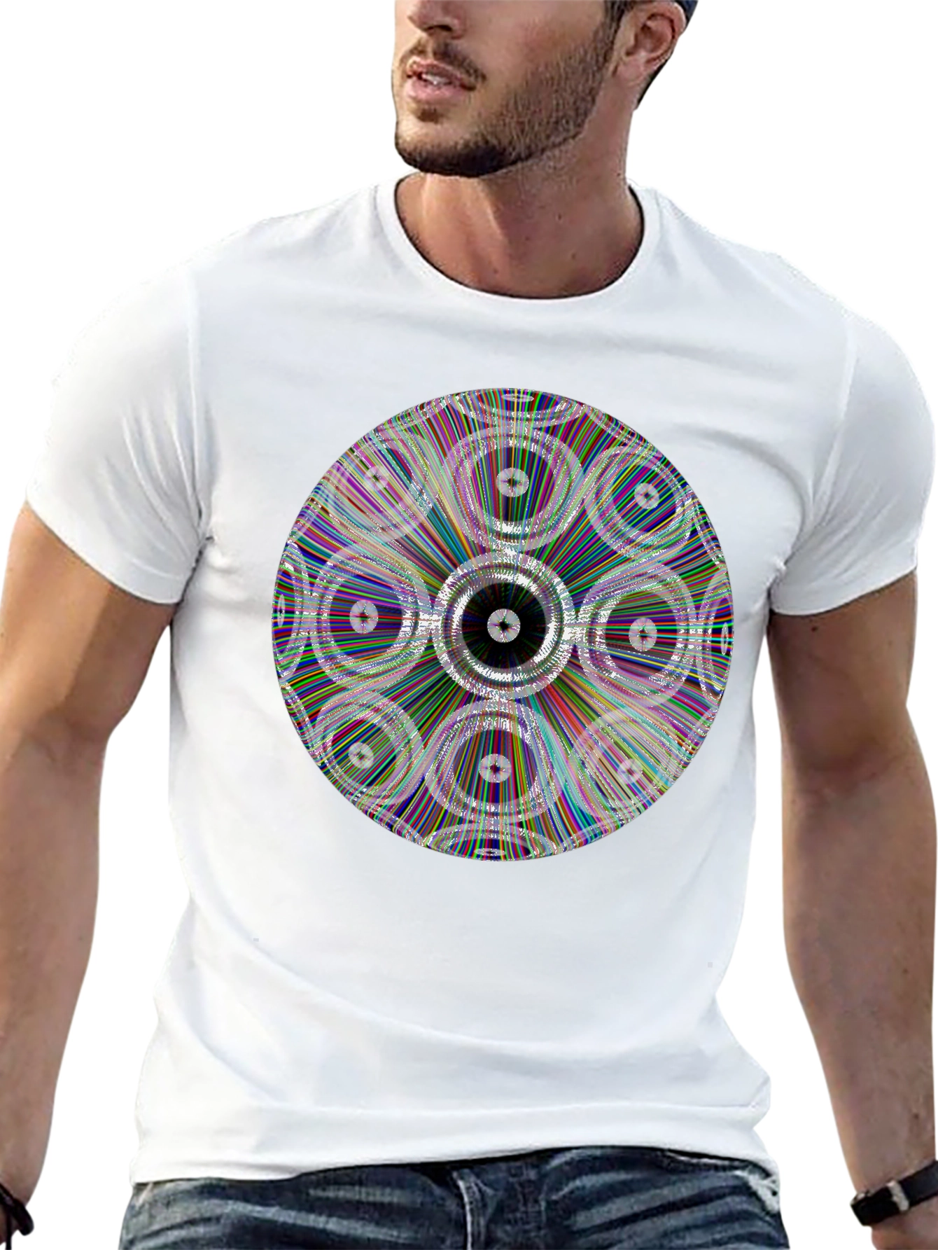 Geometric Circle Graphic Black T-Shirt