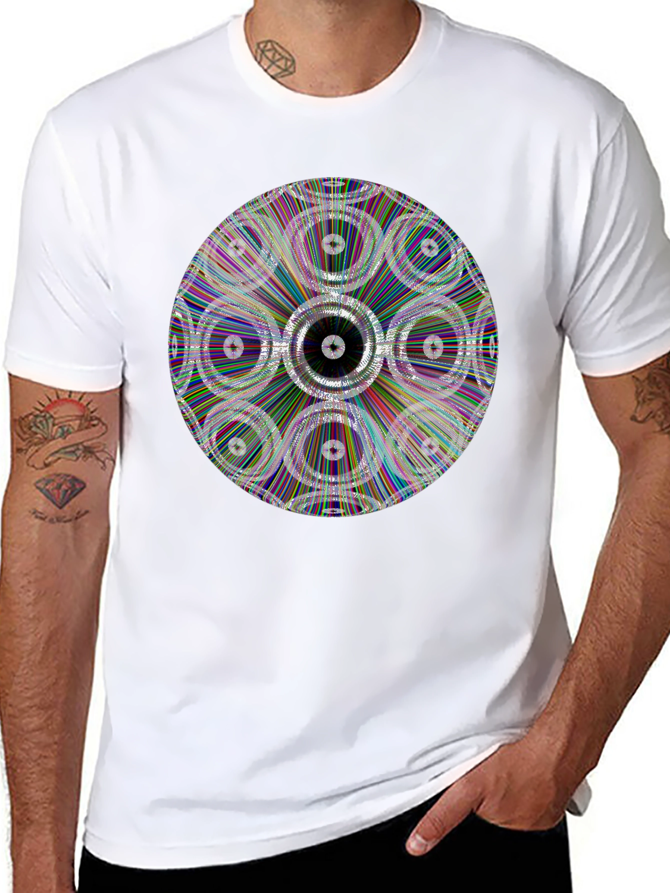 Geometric Circle Graphic Black T-Shirt