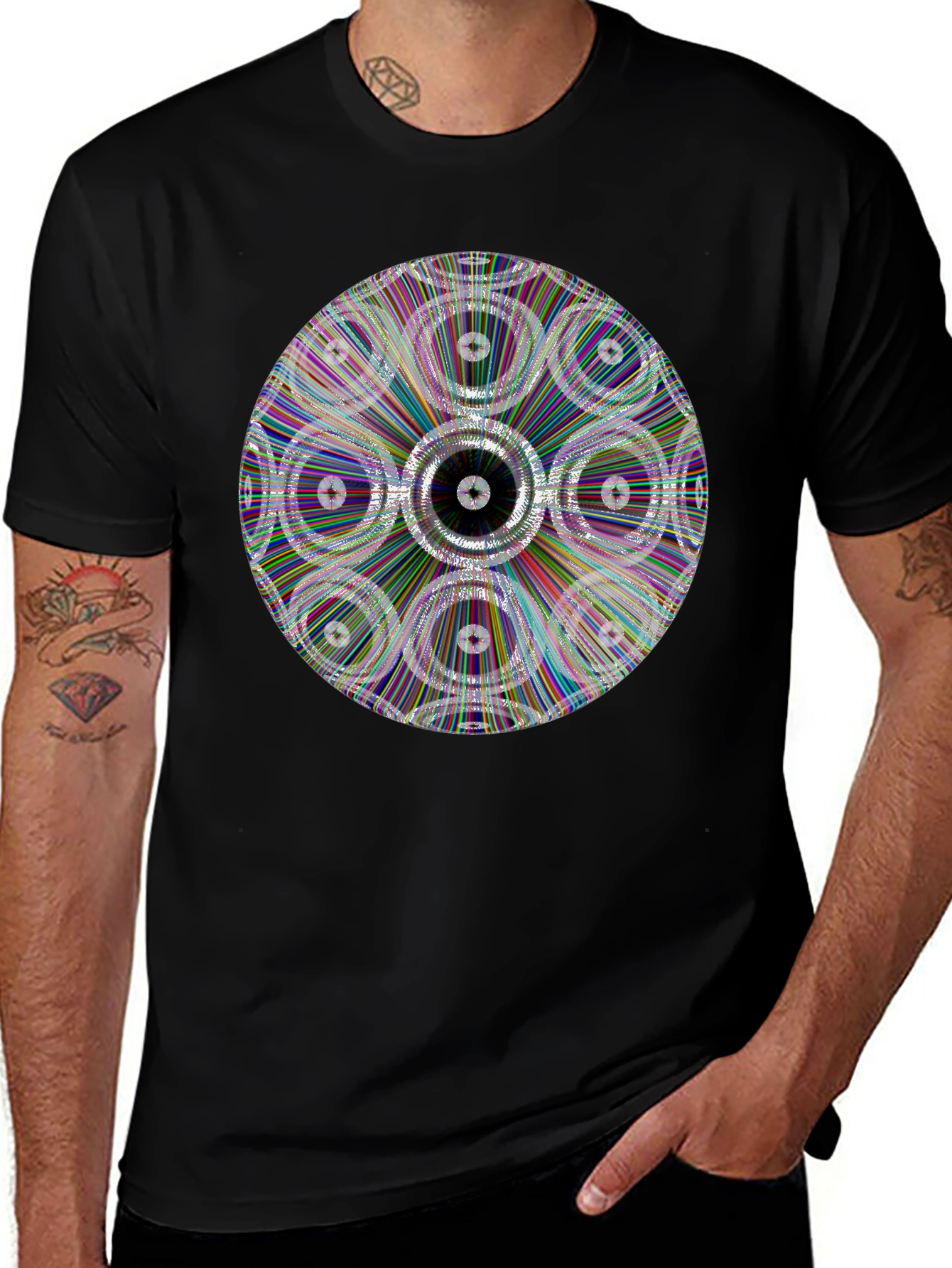 Geometric Circle Graphic Black T-Shirt