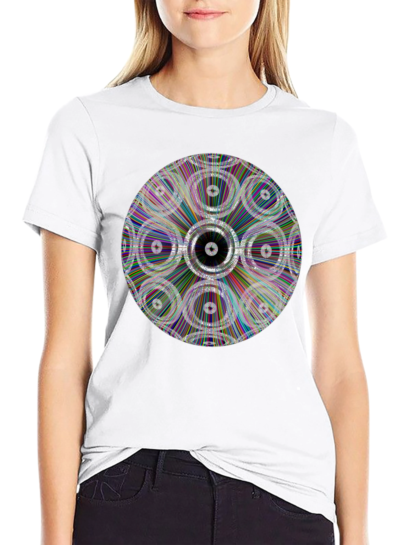 Geometric Circle Graphic Black T-Shirt
