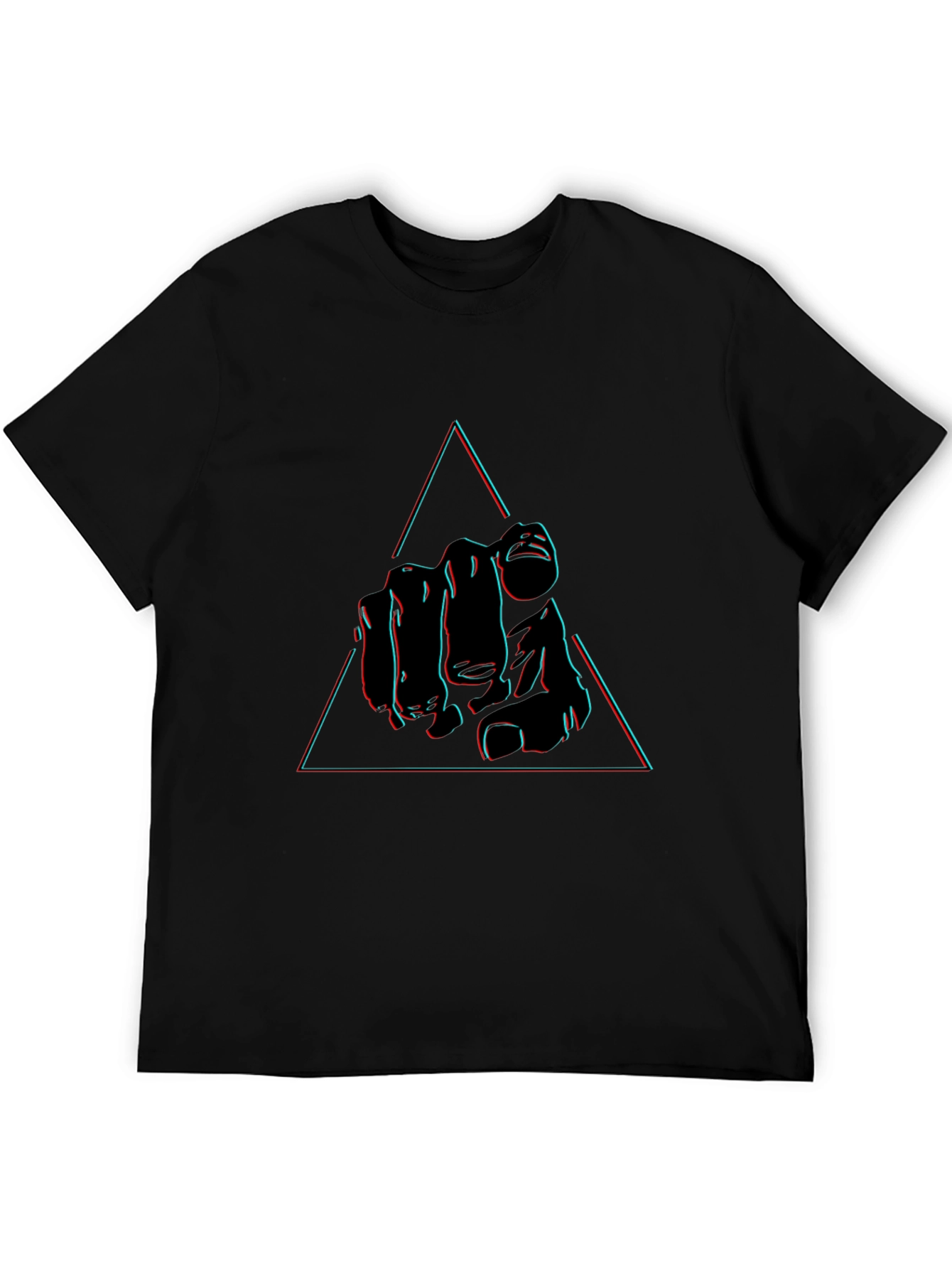 Pointing Hand Triangle Graphic Tee - Black