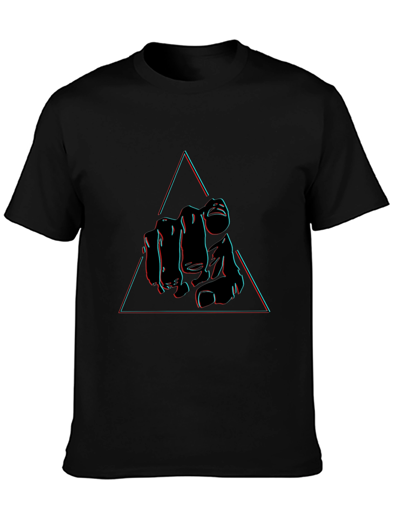 Pointing Hand Triangle Graphic Tee - Black