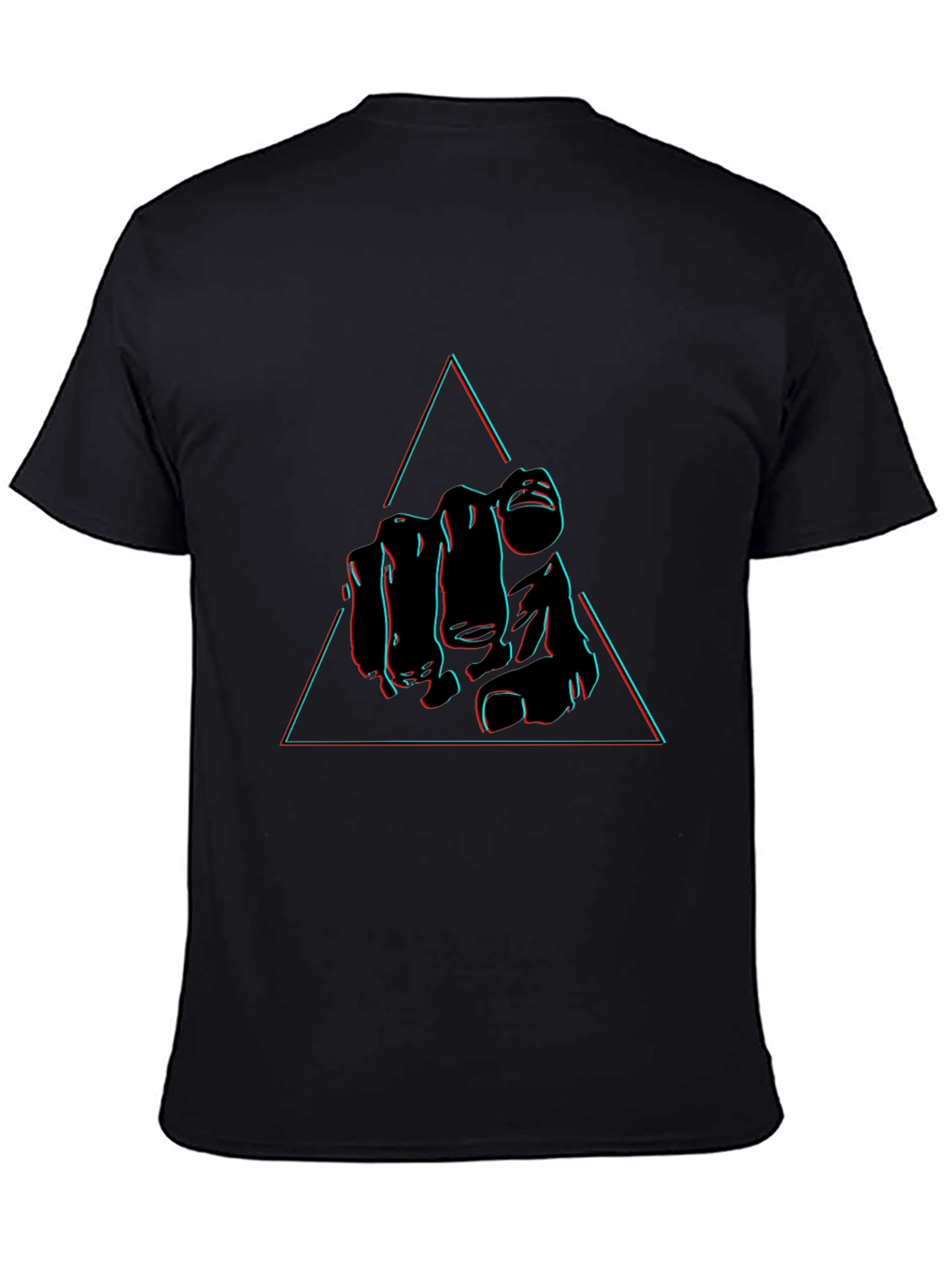 Pointing Hand Triangle Graphic Tee - Black