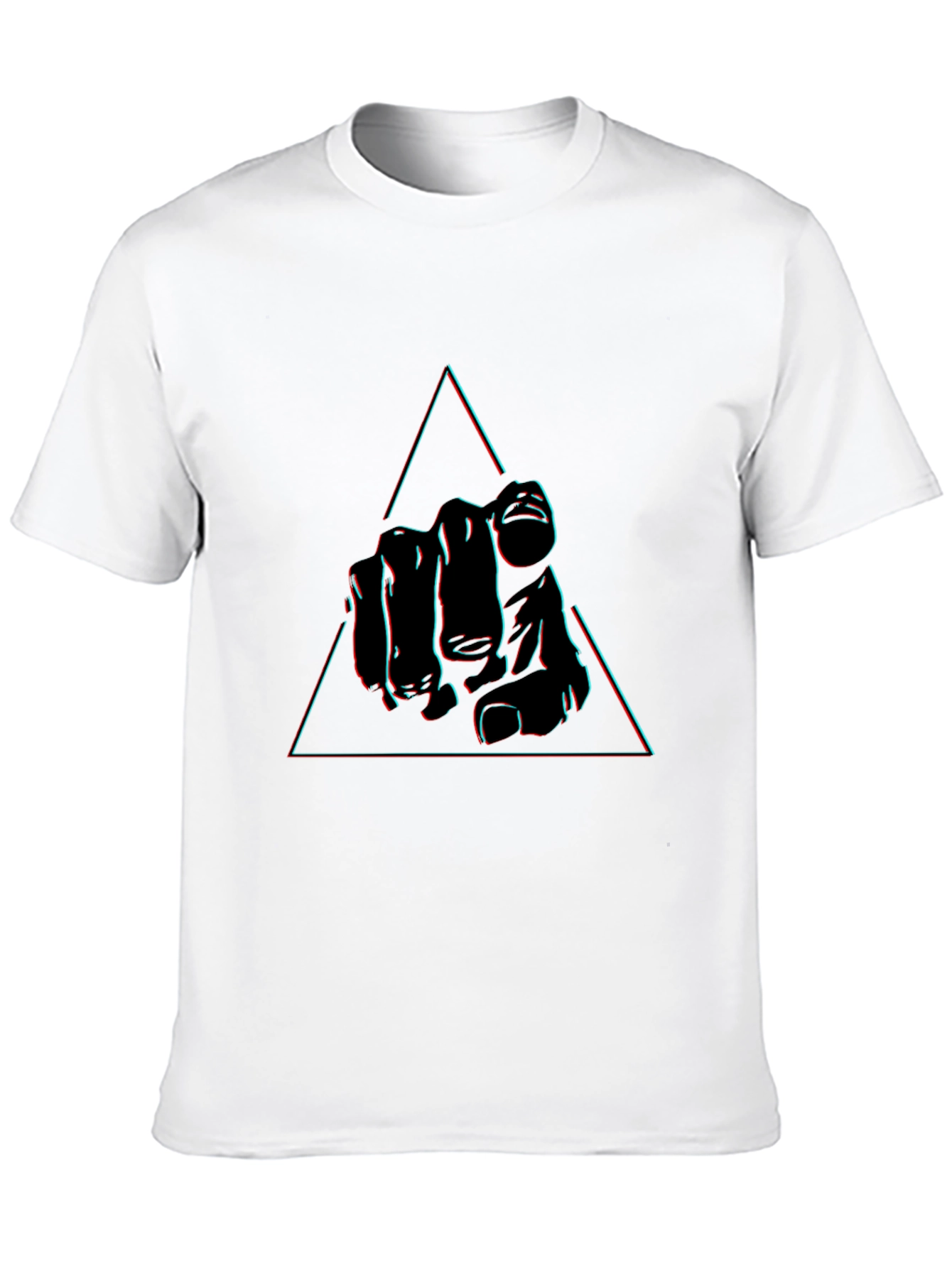 Pointing Hand Triangle Graphic Tee - Black