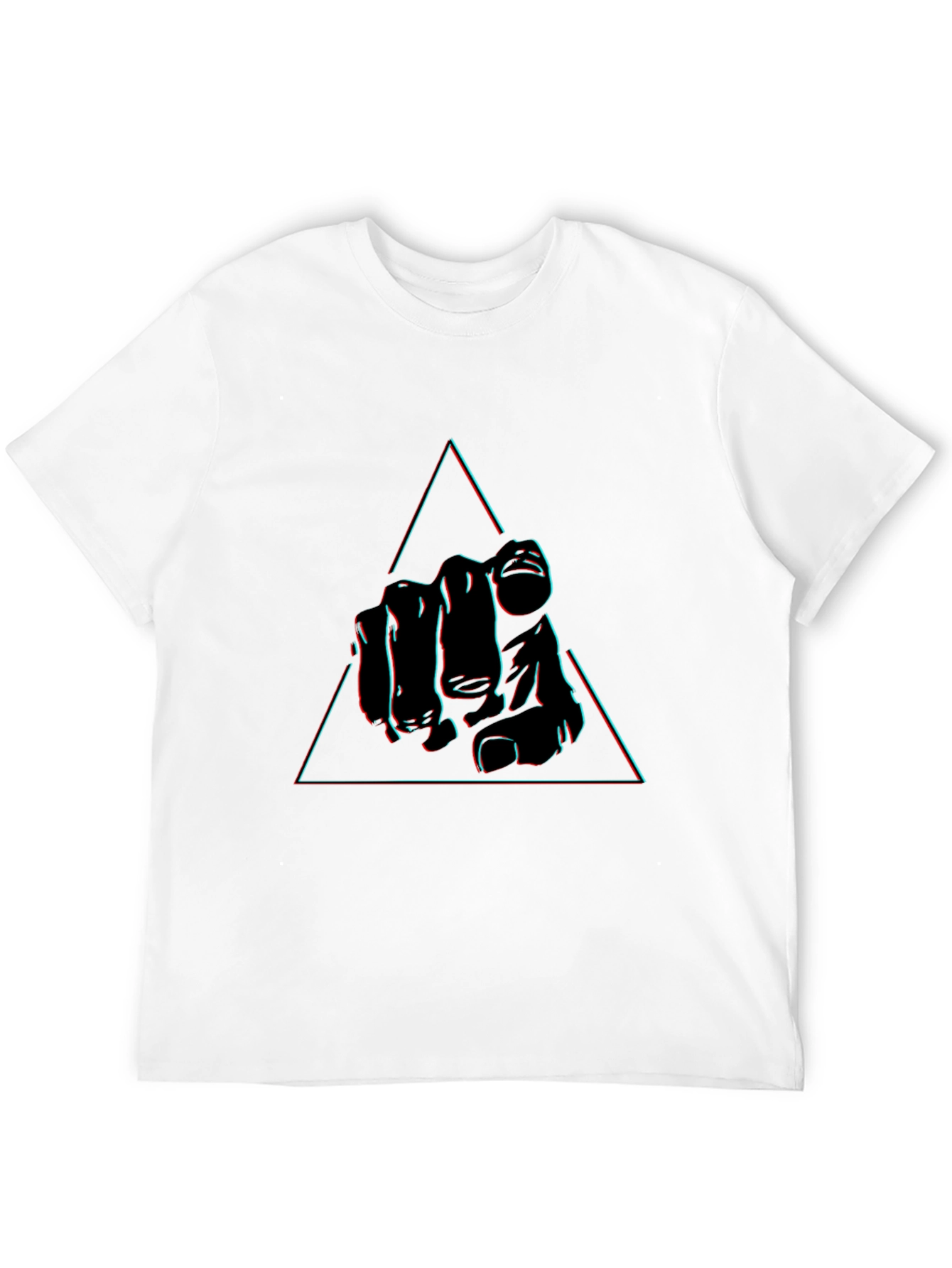 Pointing Hand Triangle Graphic Tee - Black