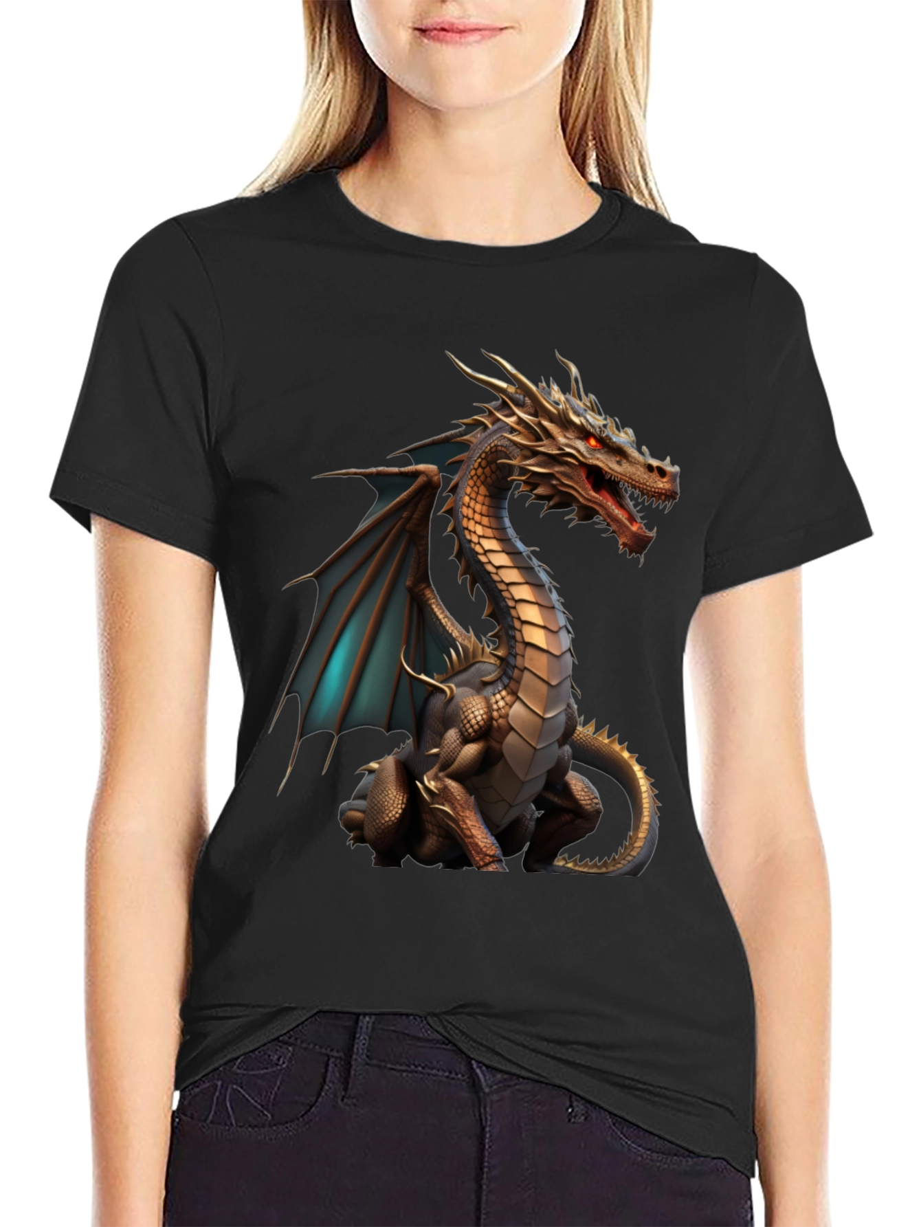 Dragon Graphic Tee - Fantasy Style Black Shirt
