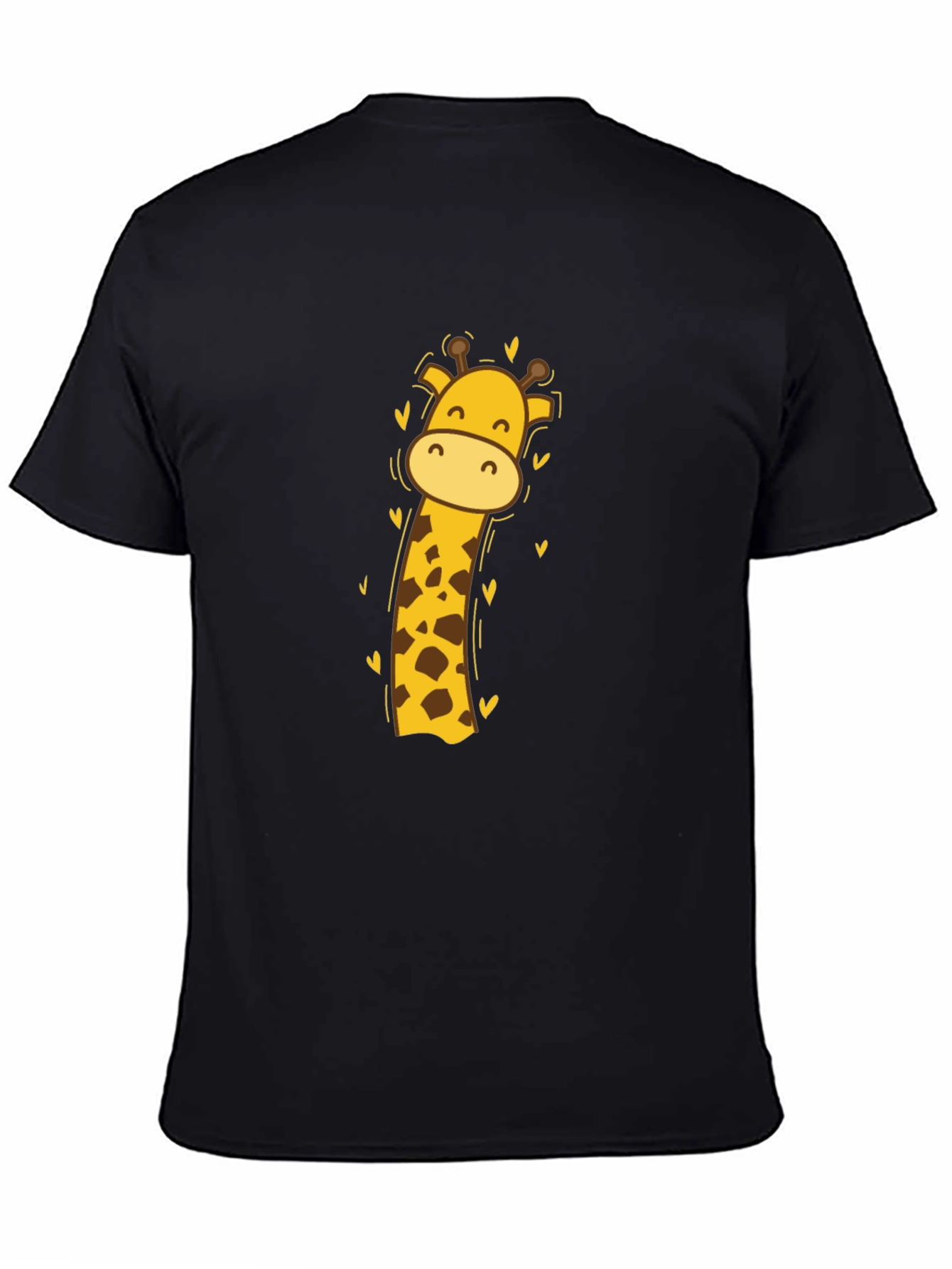 Cute Giraffe Graphic Tee - Black Cotton Blend