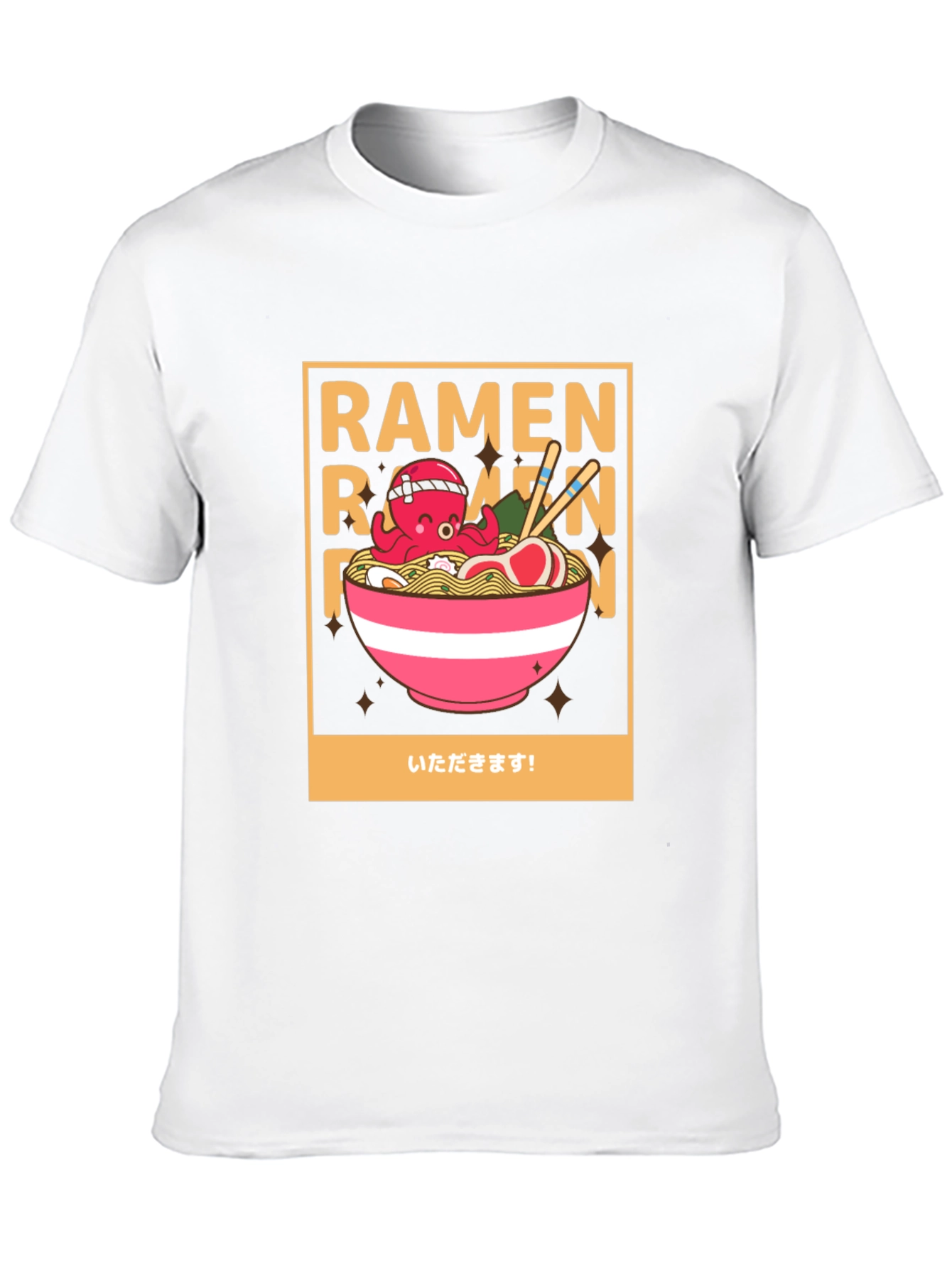 Ramen Octopus Graphic Tee - Unisex Black Cotton T-Shirt