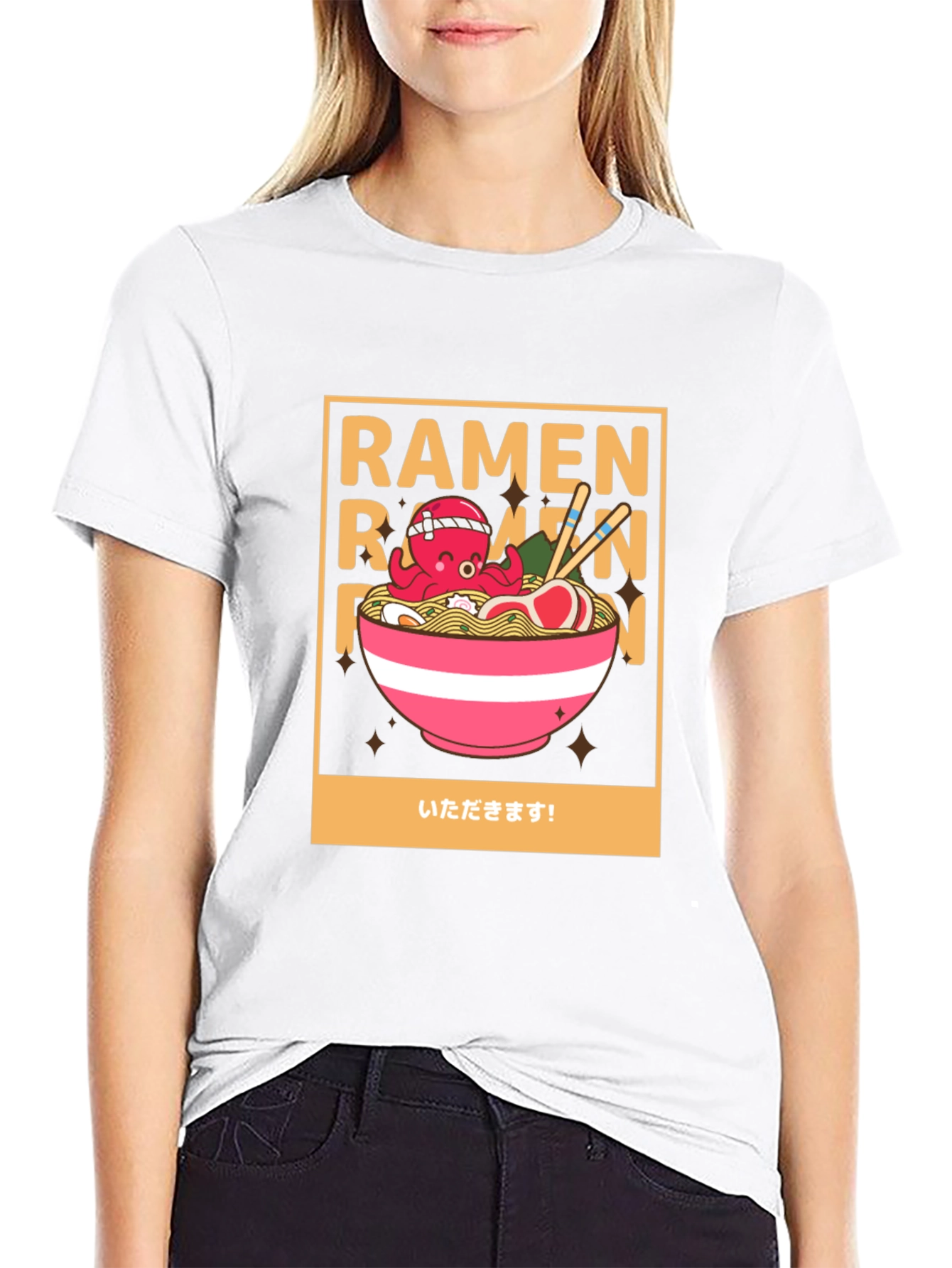 Ramen Octopus Graphic Tee - Unisex Black Cotton T-Shirt