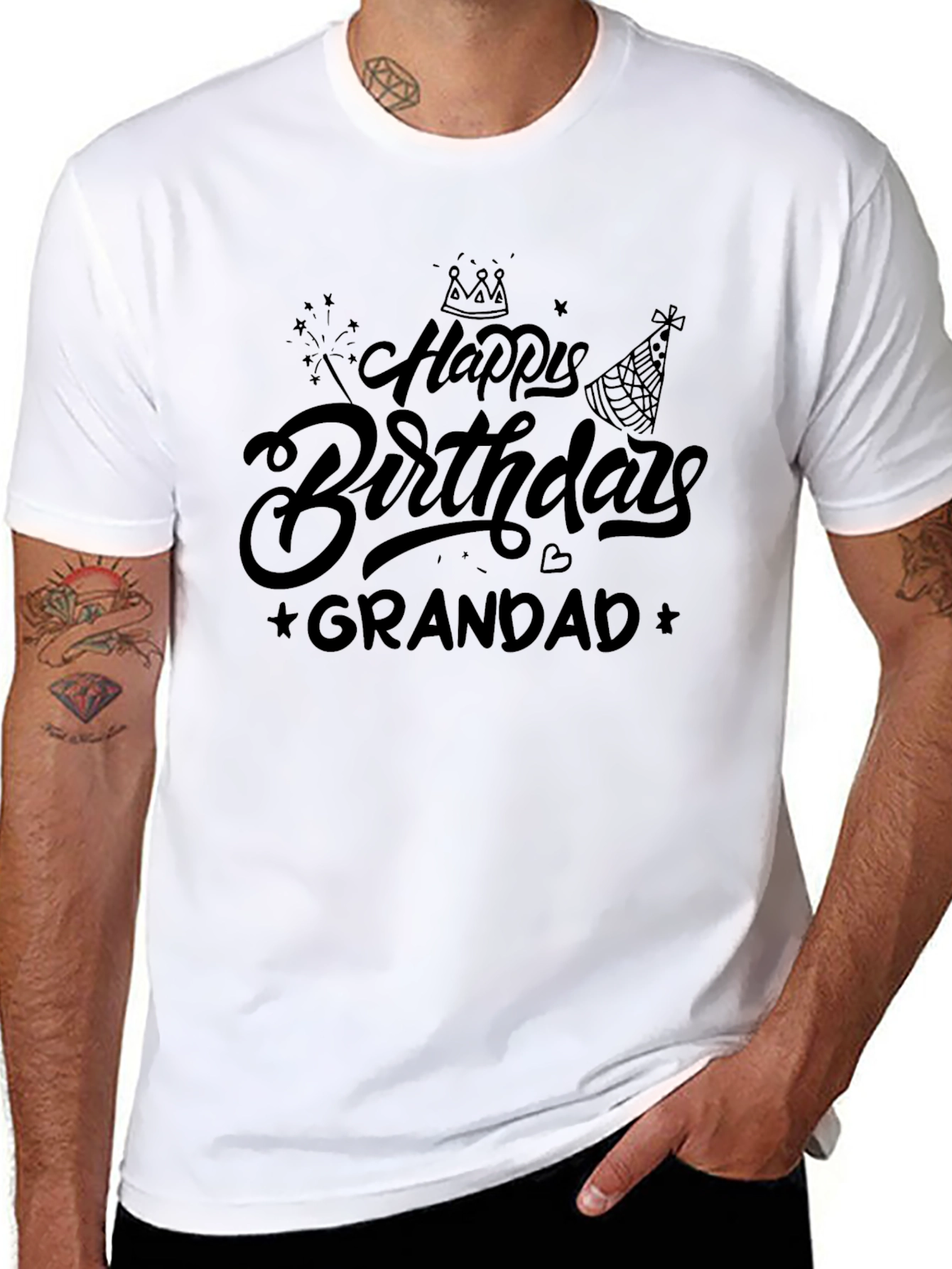 Happy Birthday Grandad Black T-Shirt
