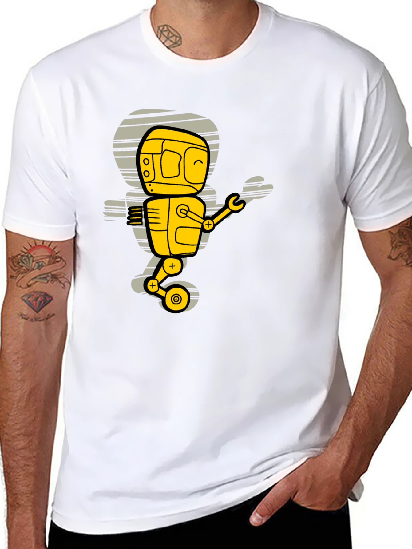 Robot Graphic T-Shirt - Black