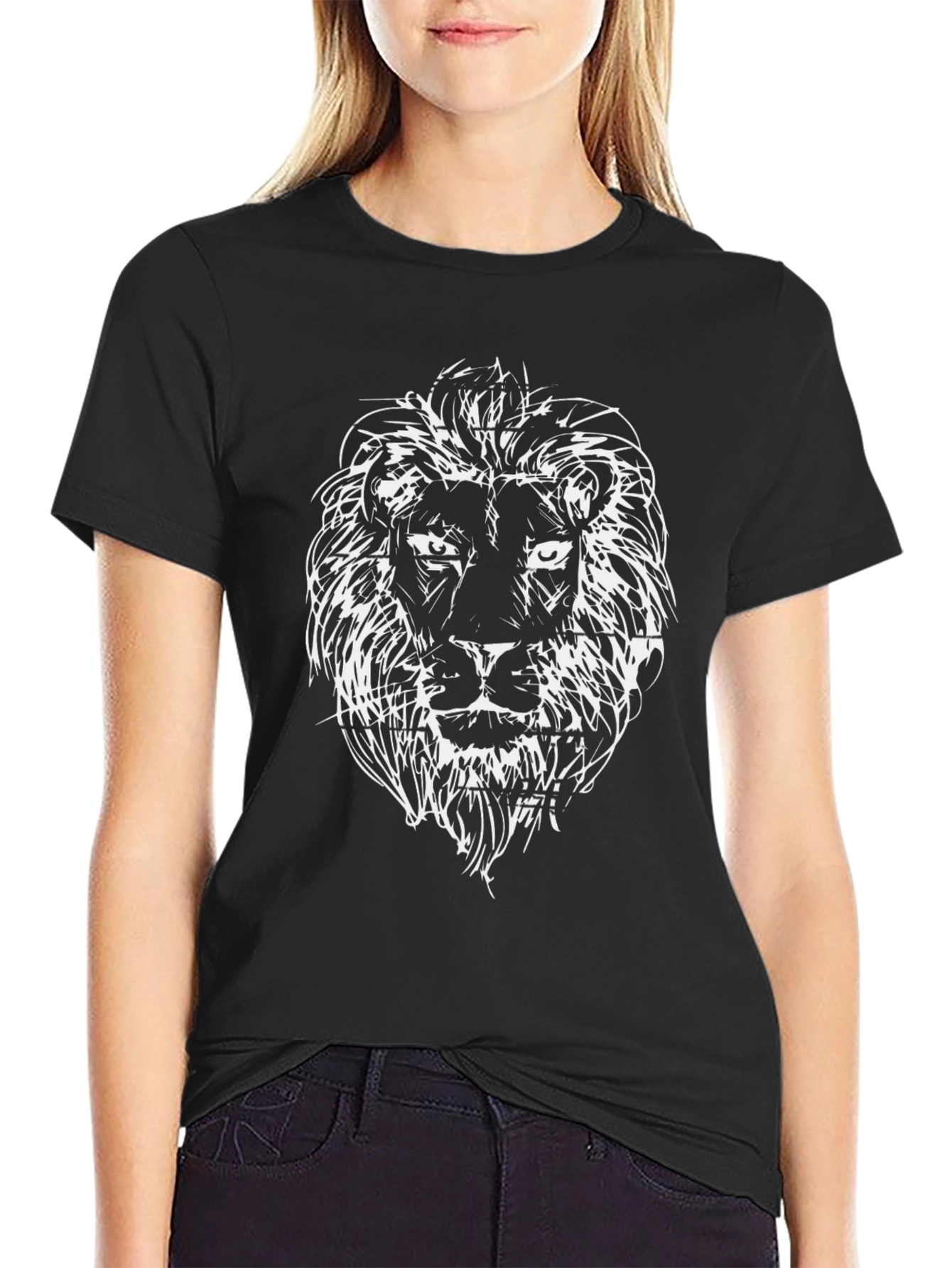 Lion Sketch Black T-Shirt