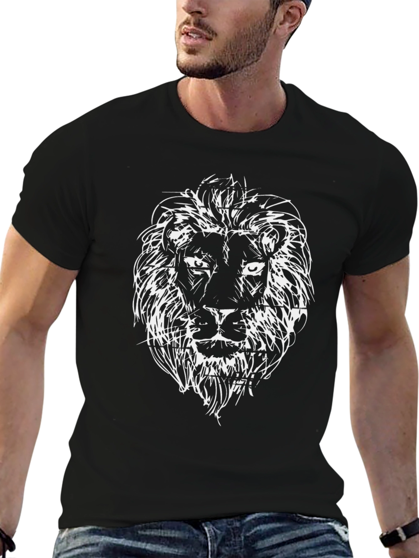 Lion Sketch Black T-Shirt
