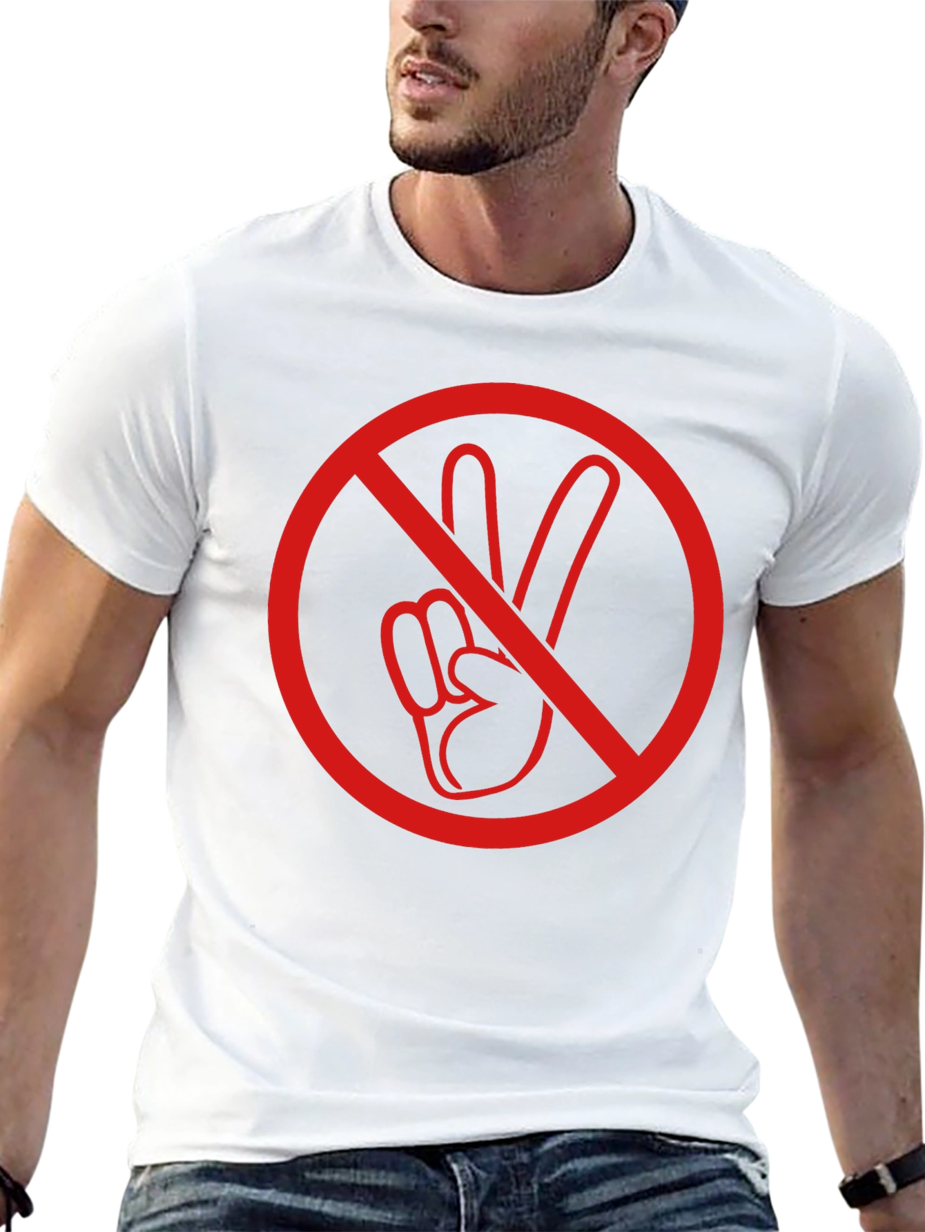 No Peace Sign Graphic T-Shirt - Black