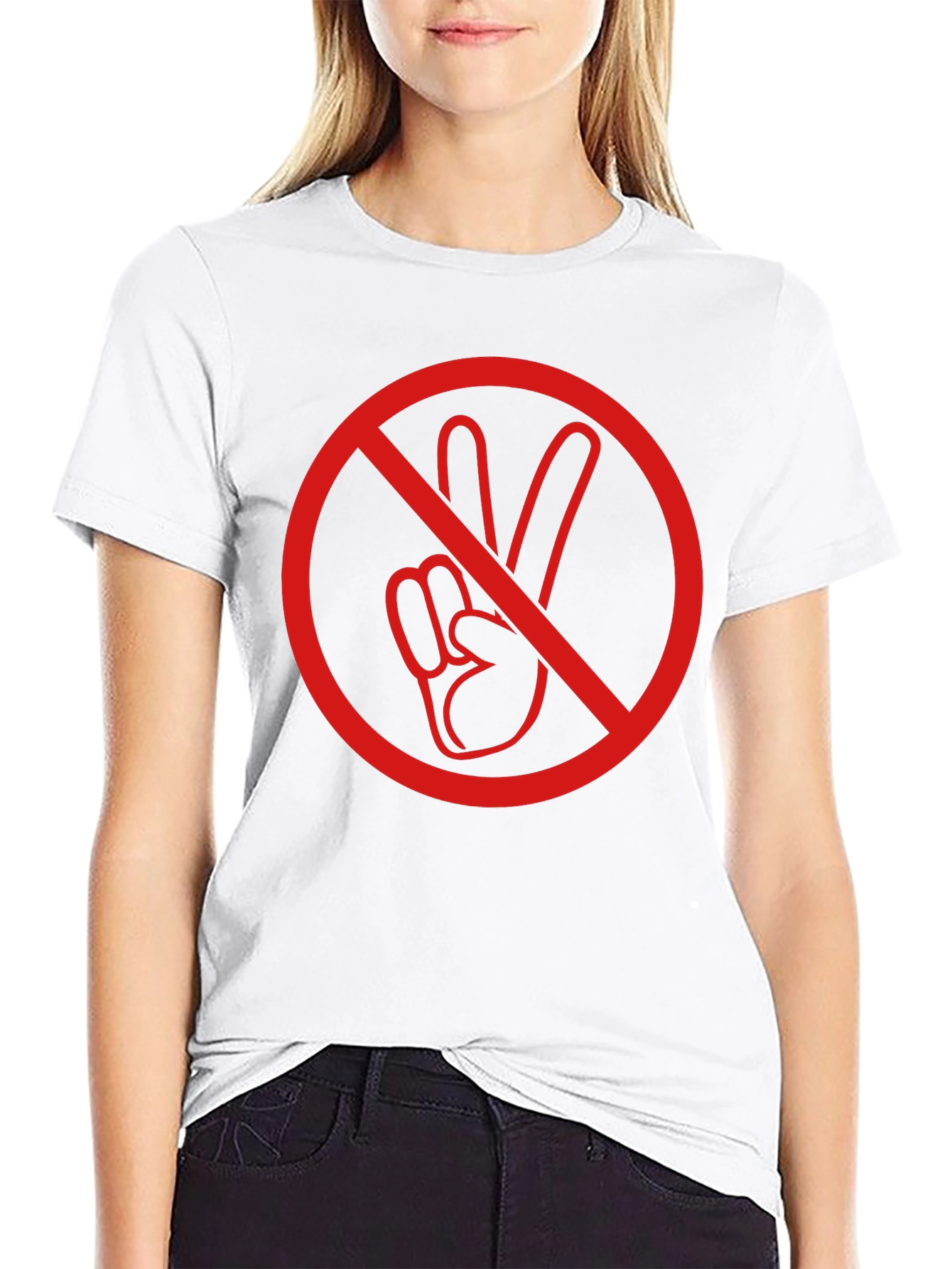 No Peace Sign Graphic T-Shirt - Black