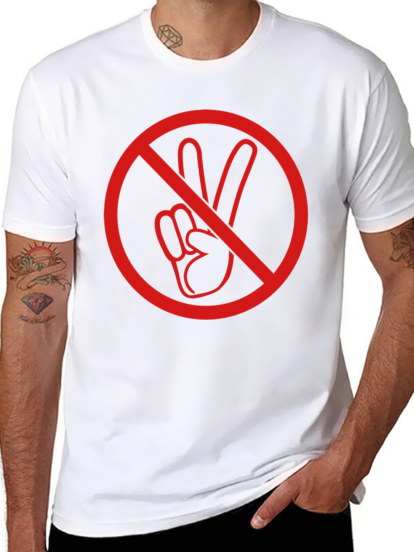No Peace Sign Graphic T-Shirt - Black
