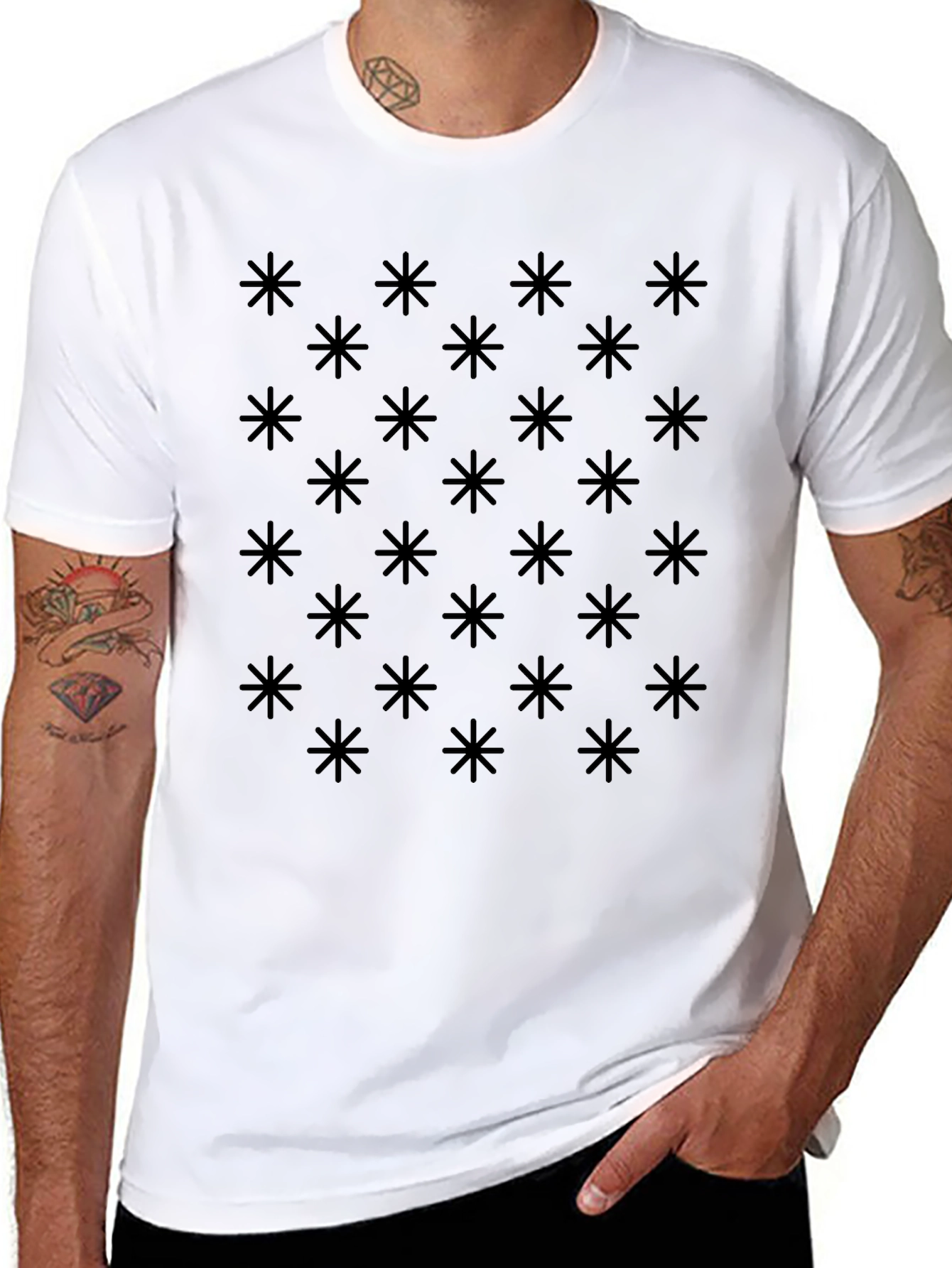 Modern Geometric Pattern Black T-Shirt