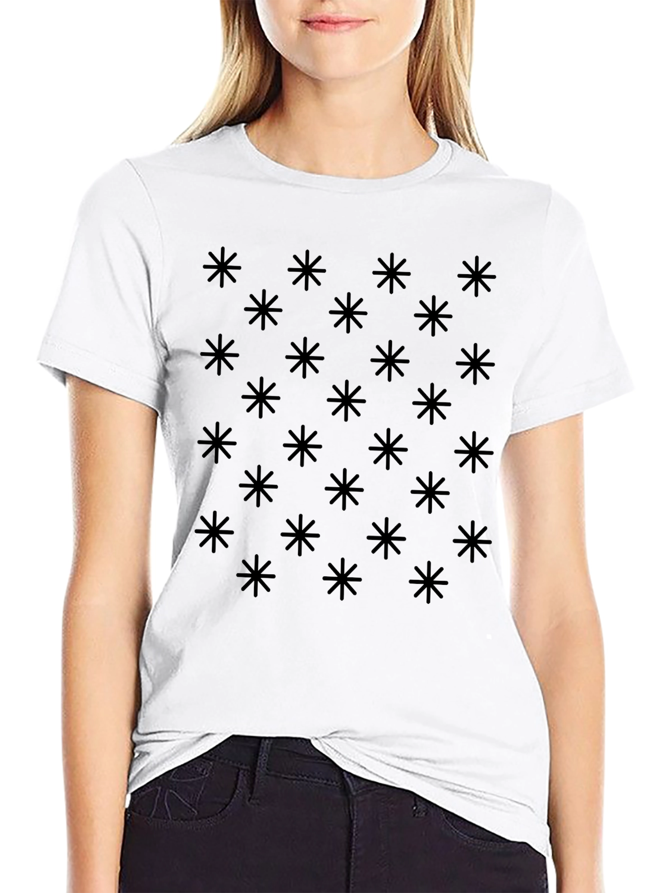 Modern Geometric Pattern Black T-Shirt