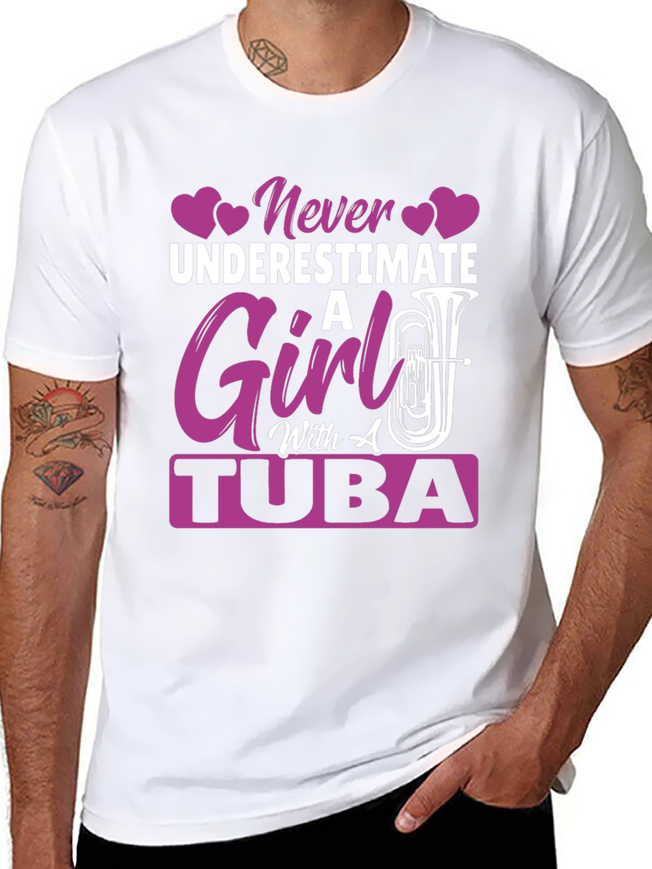 Never Underestimate Girl with Tuba T-Shirt