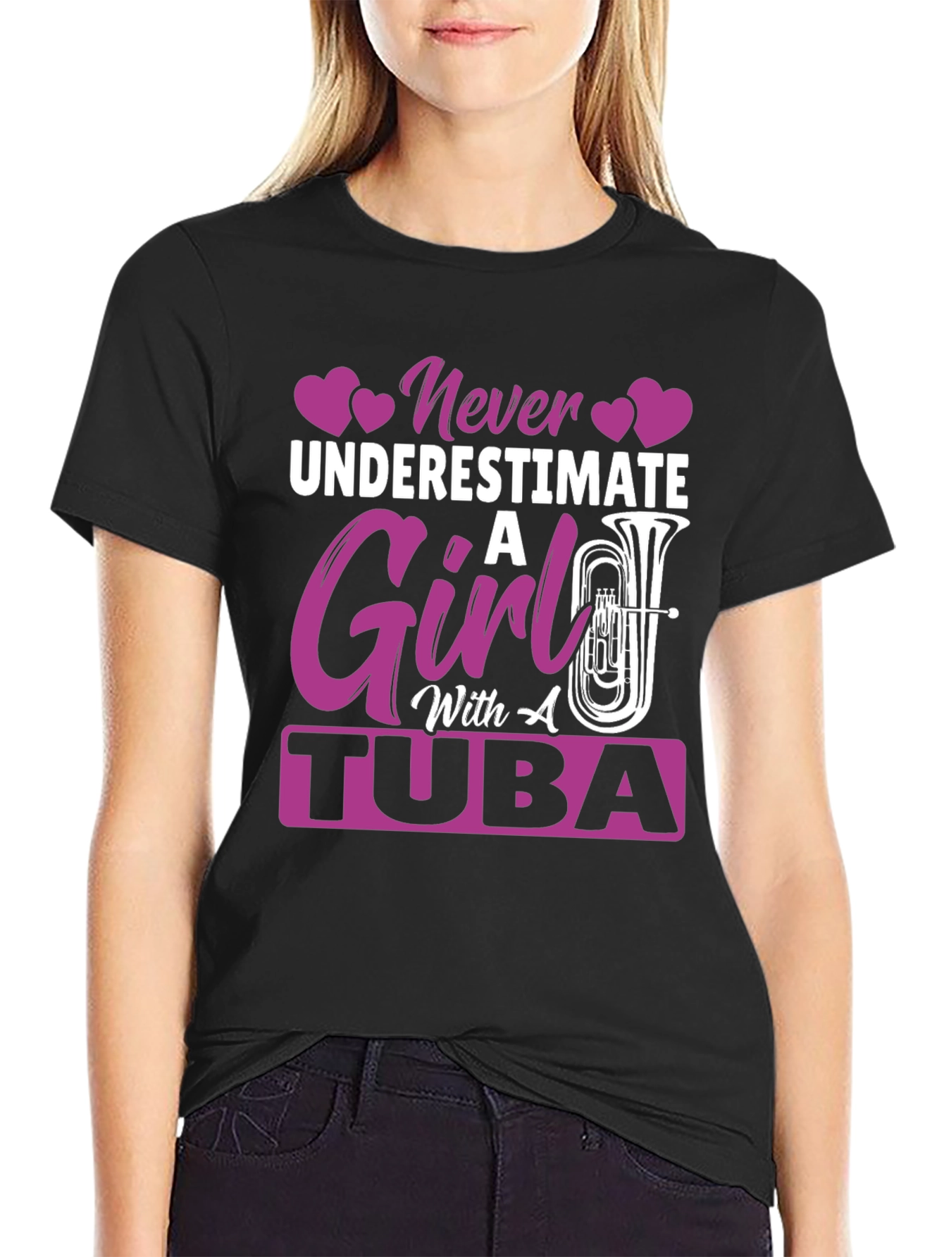 Never Underestimate Girl with Tuba T-Shirt