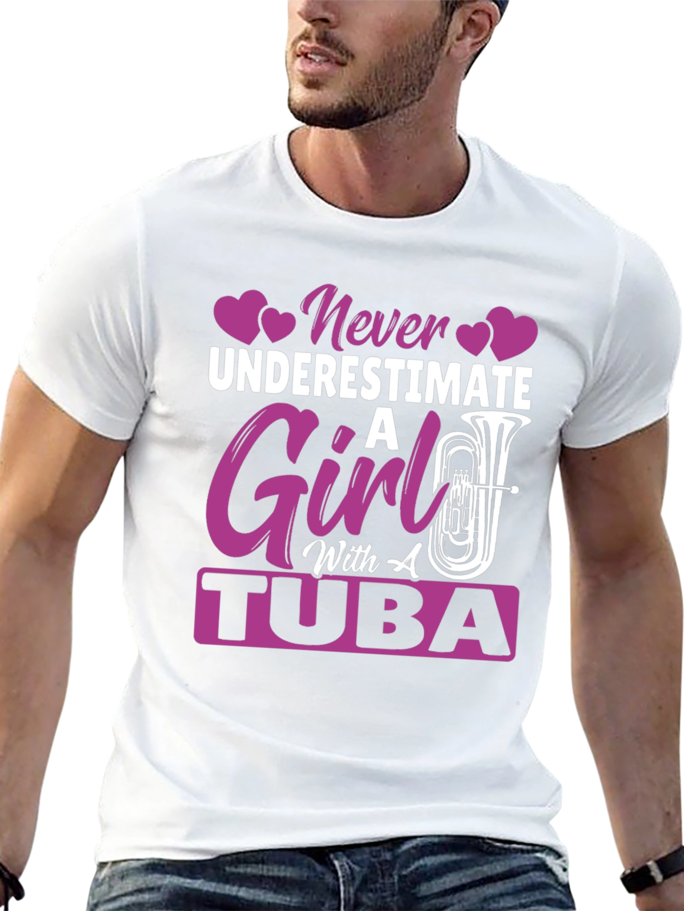 Never Underestimate Girl with Tuba T-Shirt
