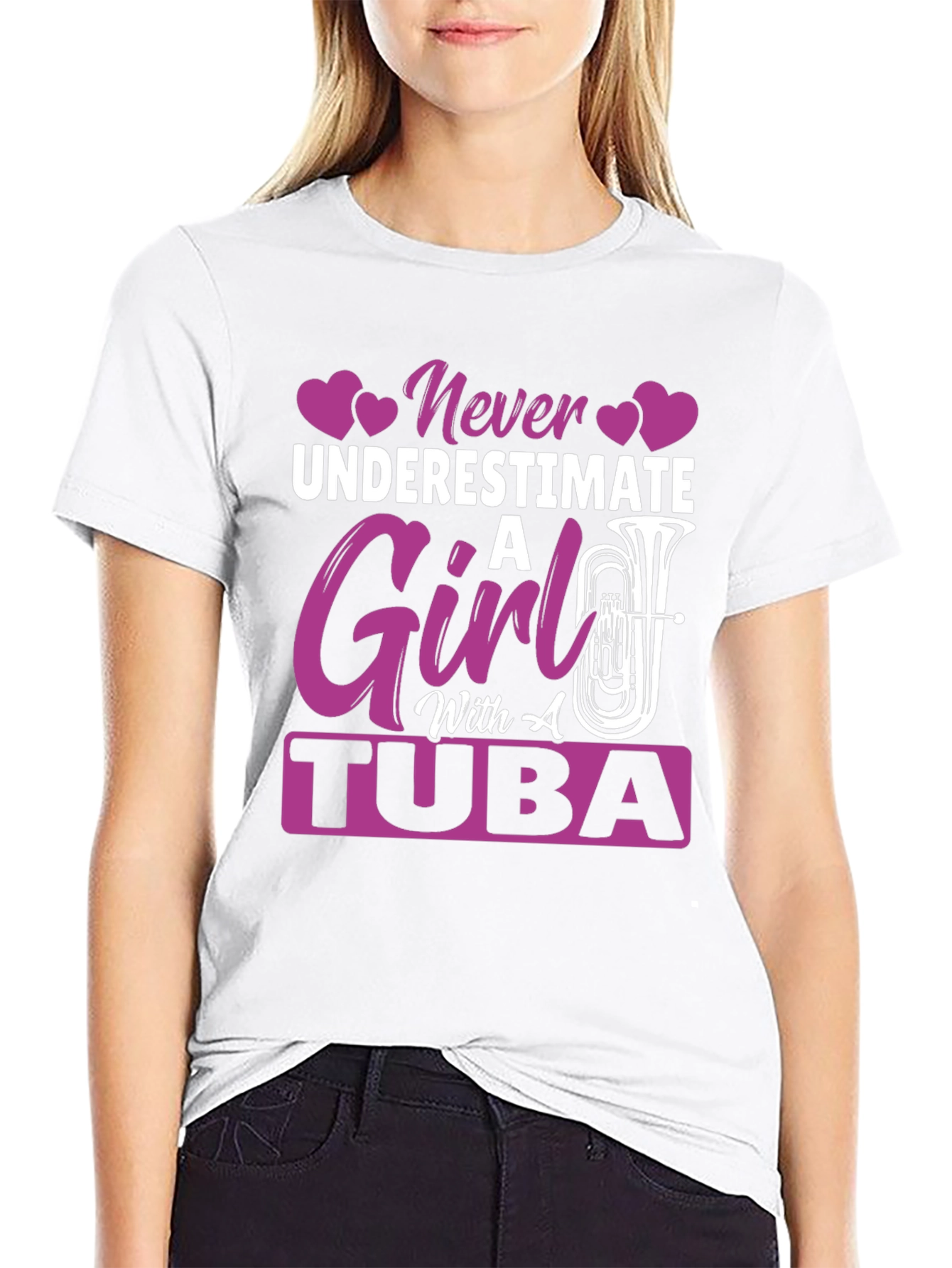 Never Underestimate Girl with Tuba T-Shirt