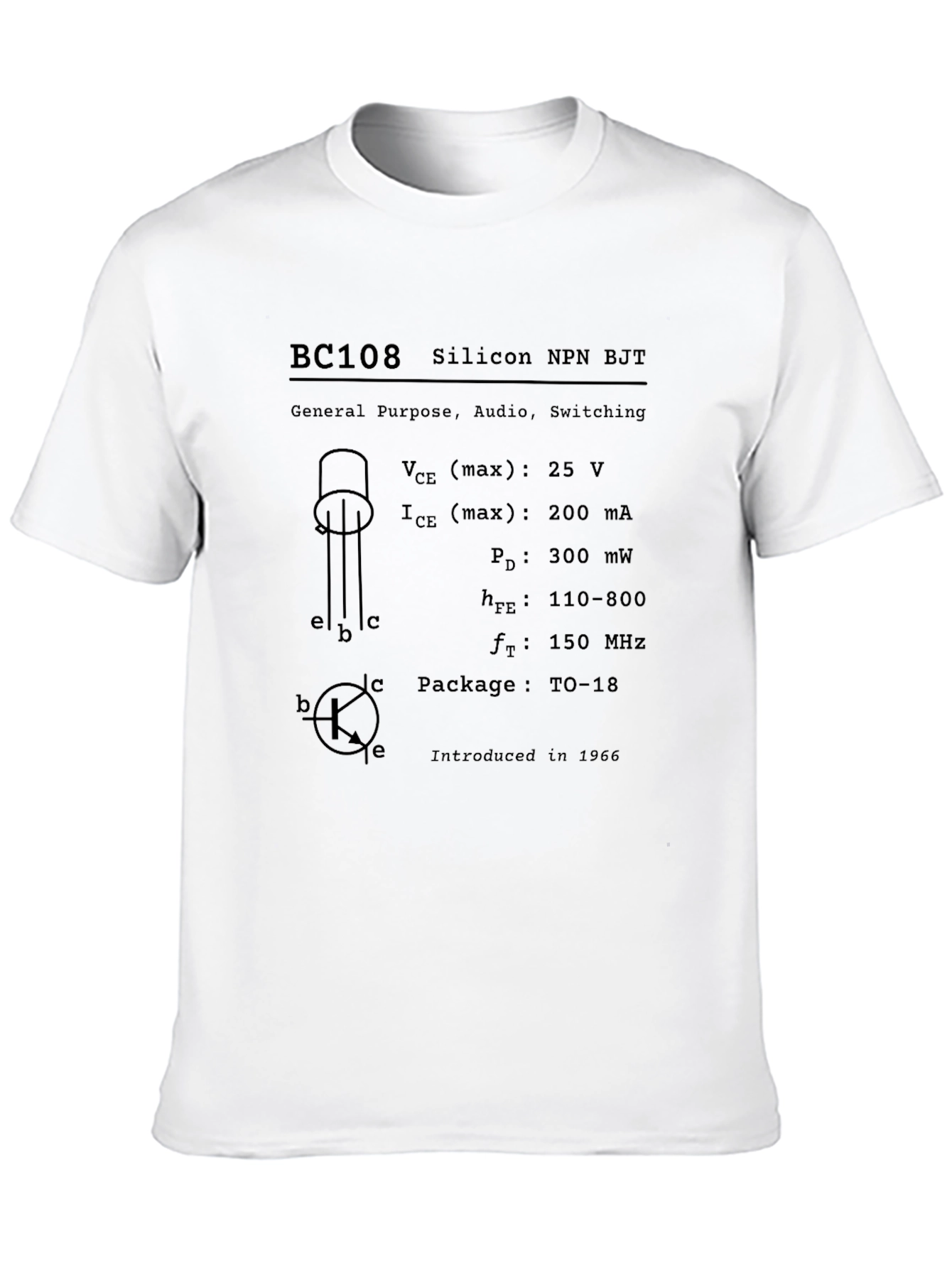 BC108 Transistor T-Shirt - Geeky Electronics Apparel