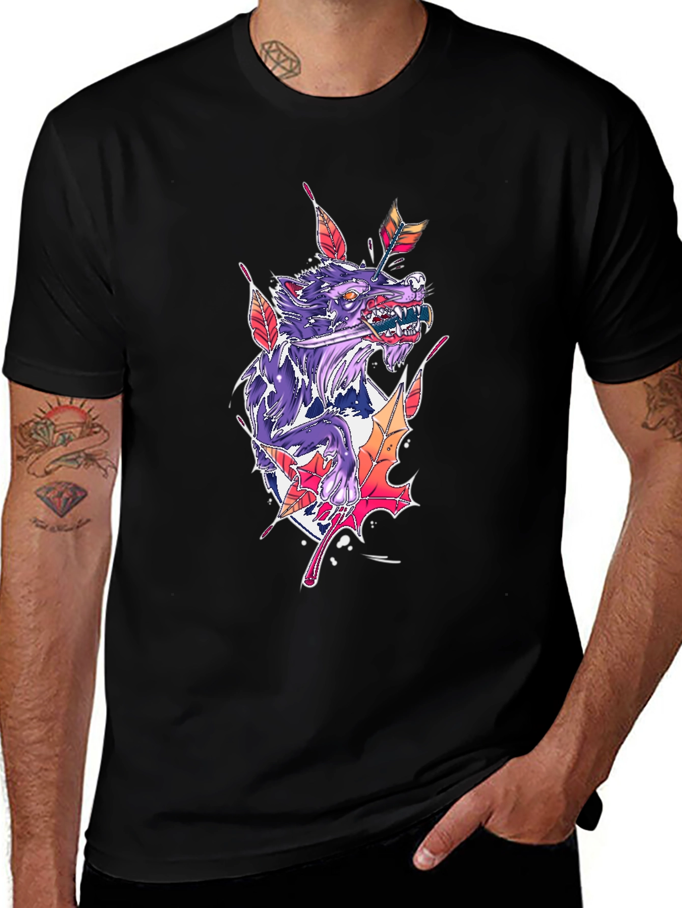 Wolf Arrow Black T-Shirt