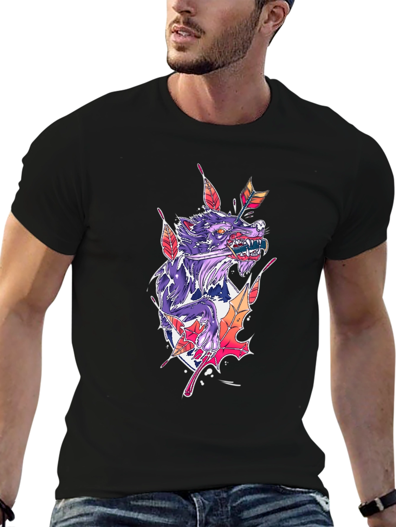 Wolf Arrow Black T-Shirt
