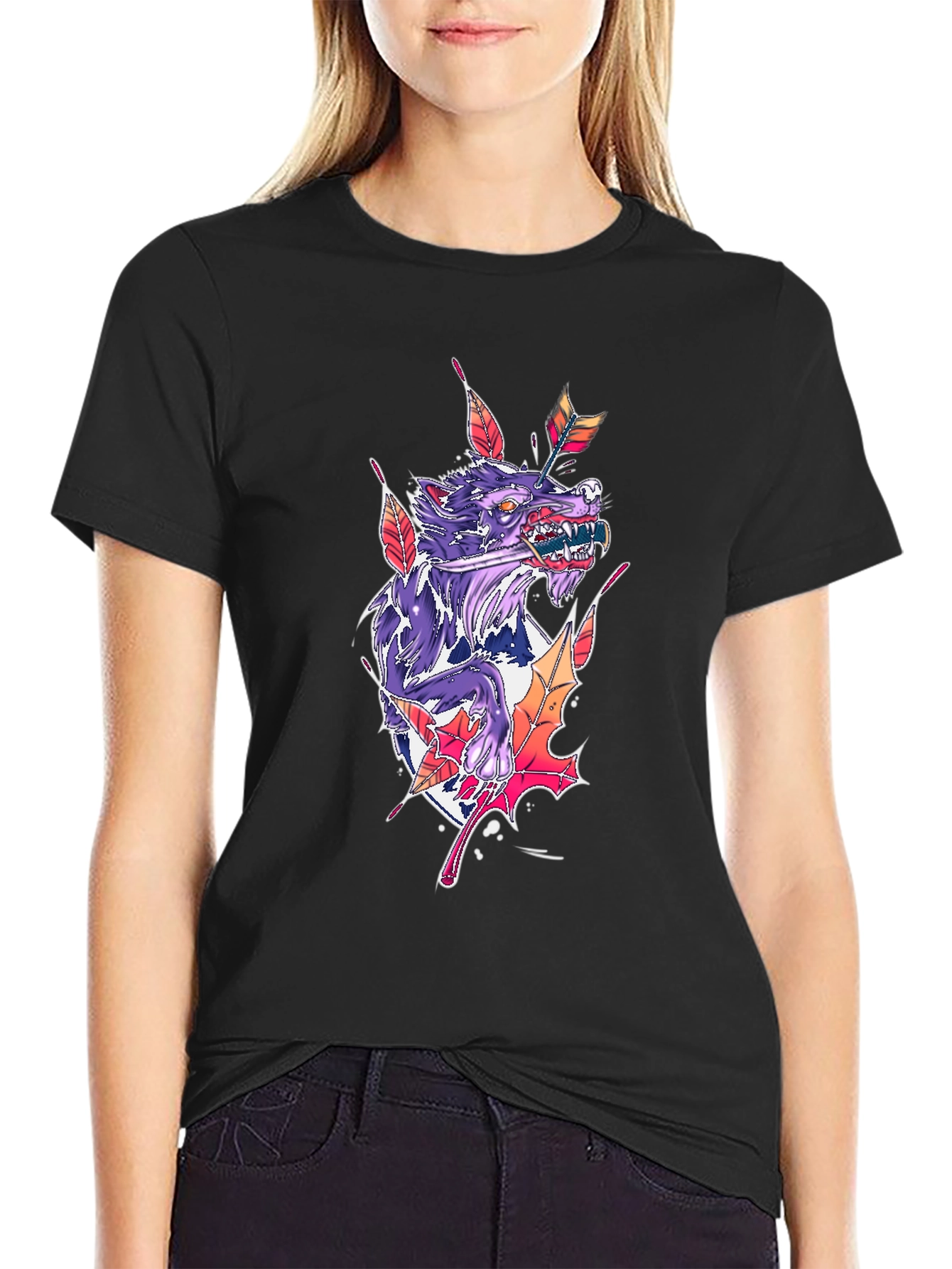 Wolf Arrow Black T-Shirt