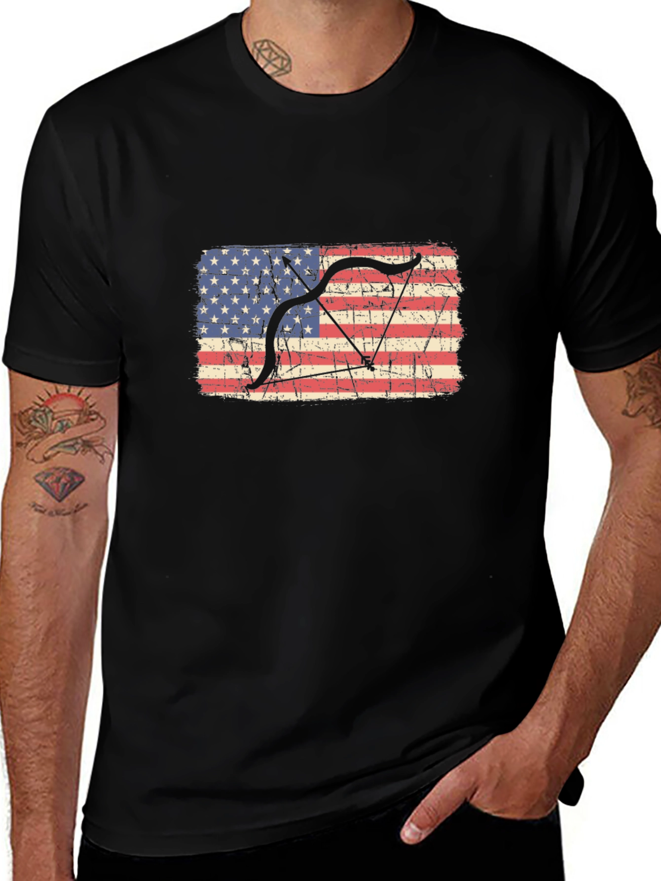 American Flag Bow Hunting T-Shirt