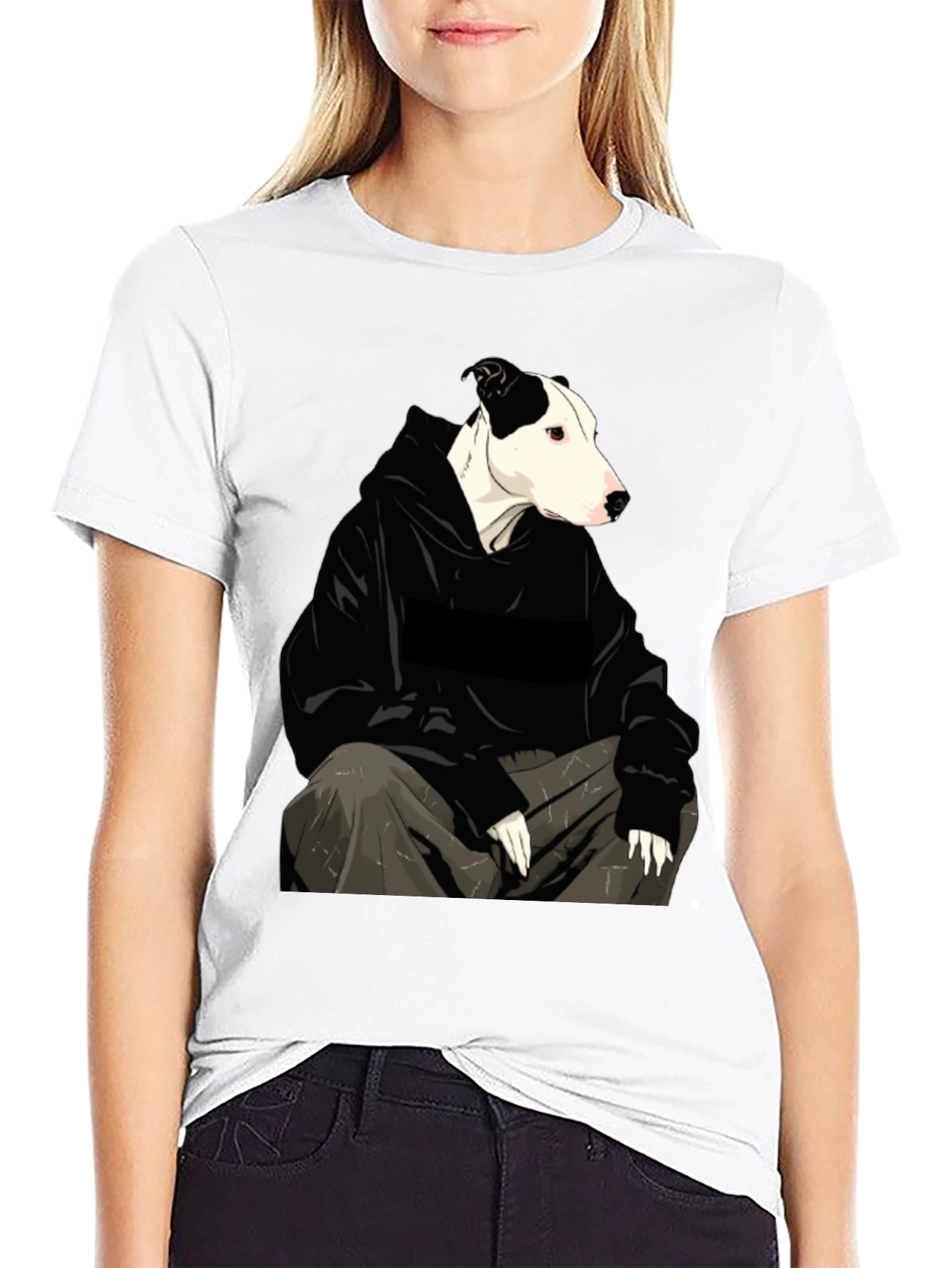 Dog in Hoodie Graphic Tee - Unisex Black T-Shirt