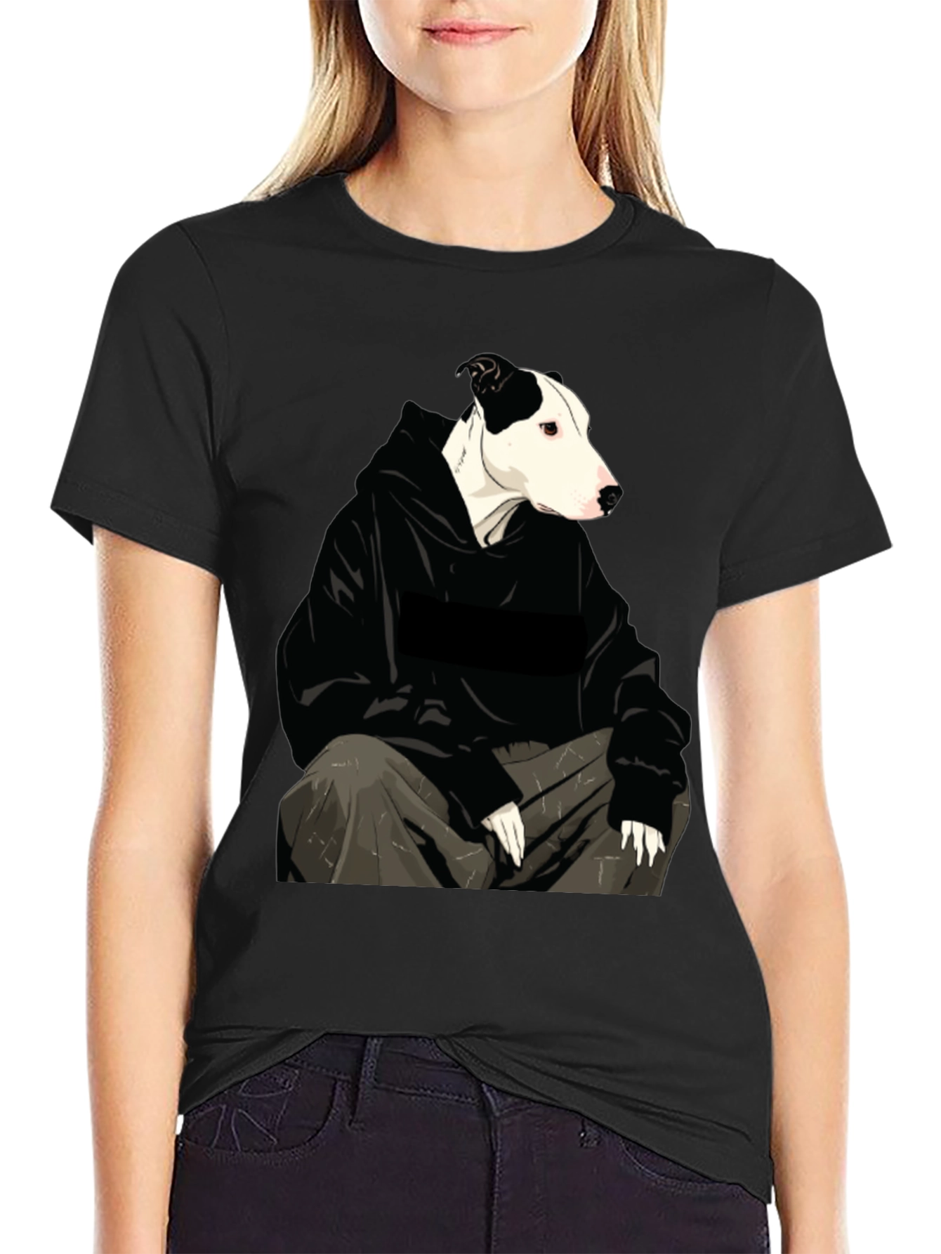 Dog in Hoodie Graphic Tee - Unisex Black T-Shirt