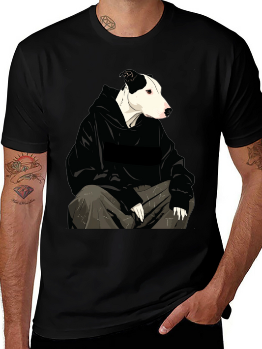 Dog in Hoodie Graphic Tee - Unisex Black T-Shirt