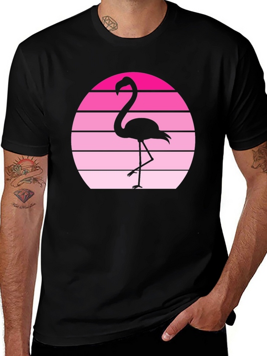 Retro Flamingo Graphic Tee - Sunset Vibes