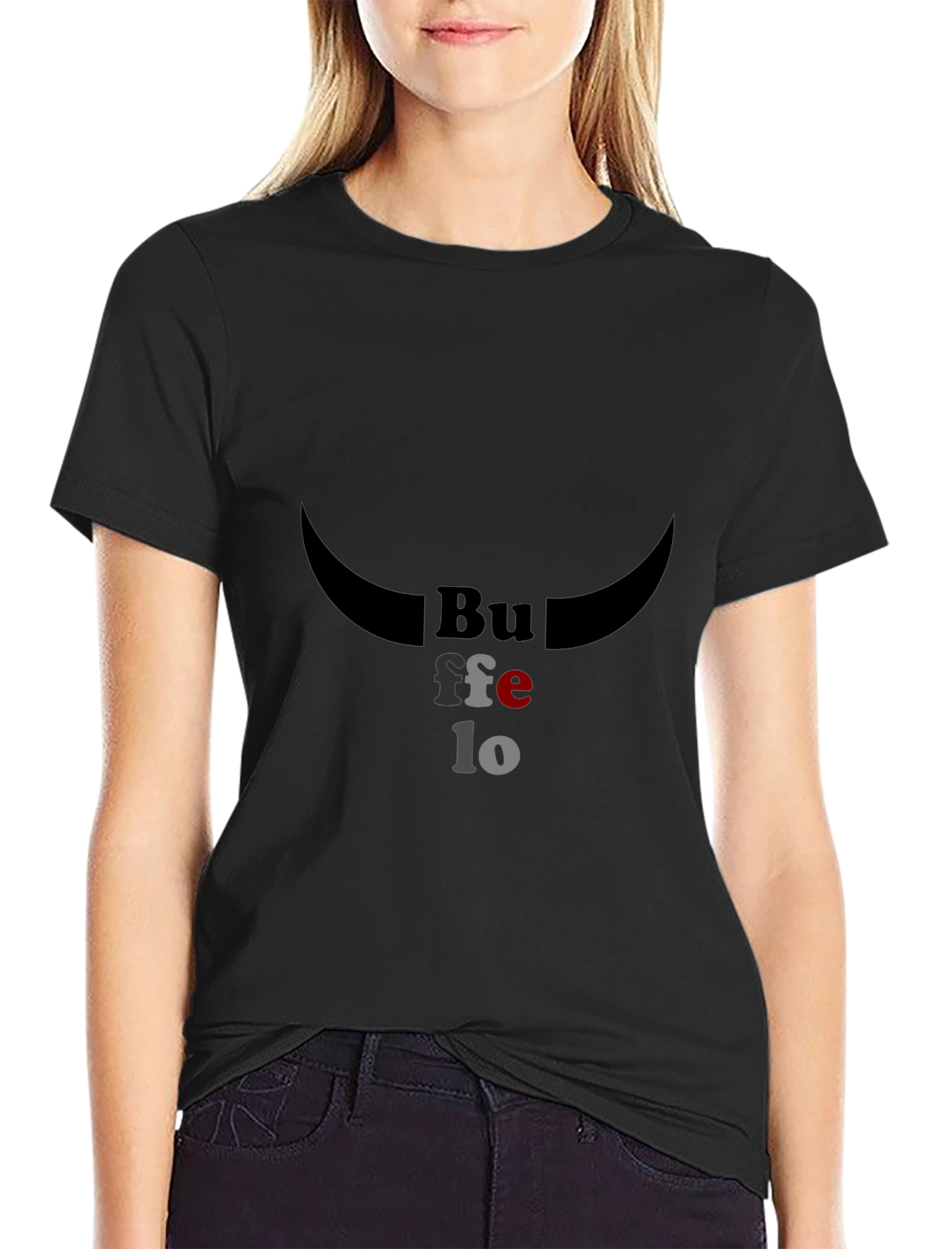 Buffalo Graphic Tee - Stylish Black Cotton T-Shirt
