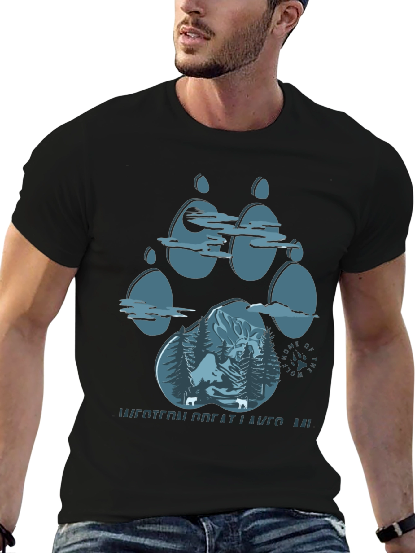 Wolf Paw Print Graphic Tee - Western Great Lakes