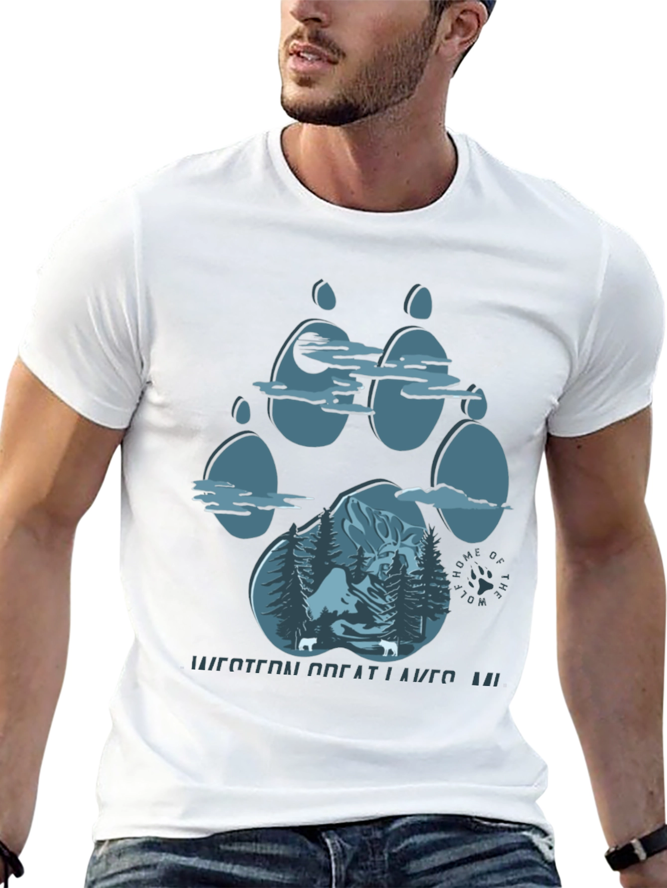 Wolf Paw Print Graphic Tee - Western Great Lakes