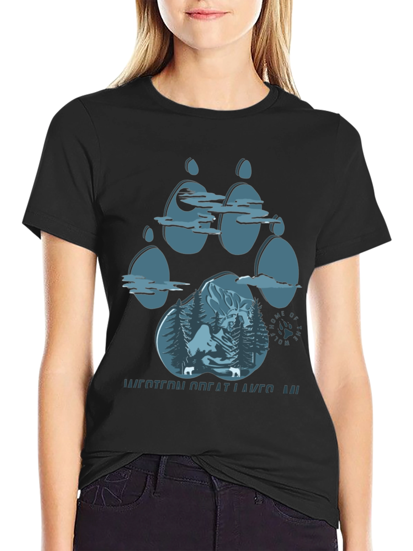 Wolf Paw Print Graphic Tee - Western Great Lakes