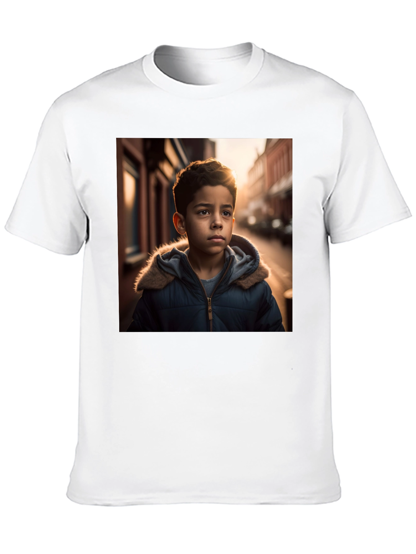 Boy in Winter Coat T-Shirt