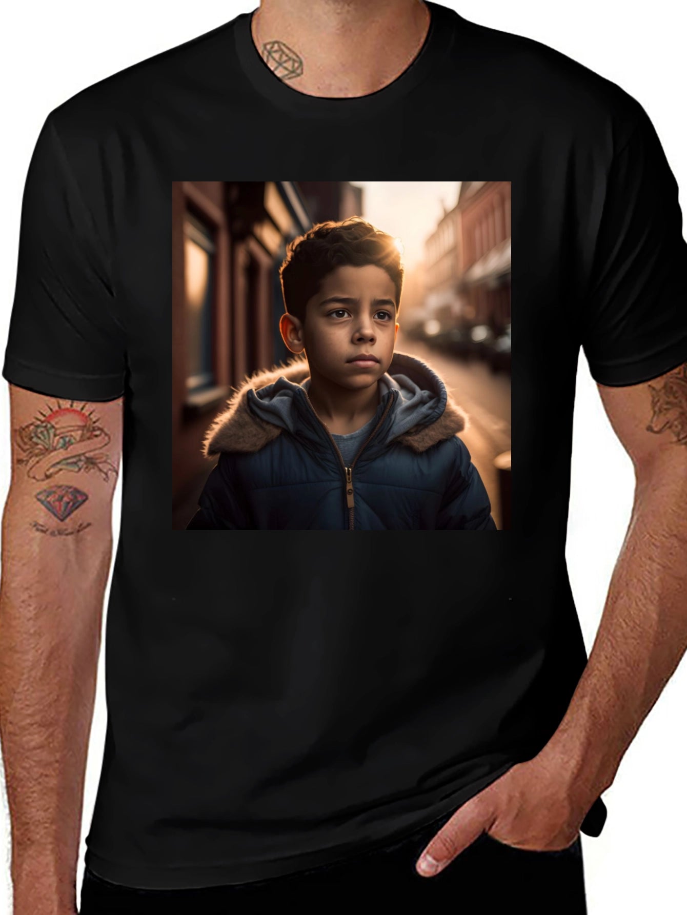 Boy in Winter Coat T-Shirt