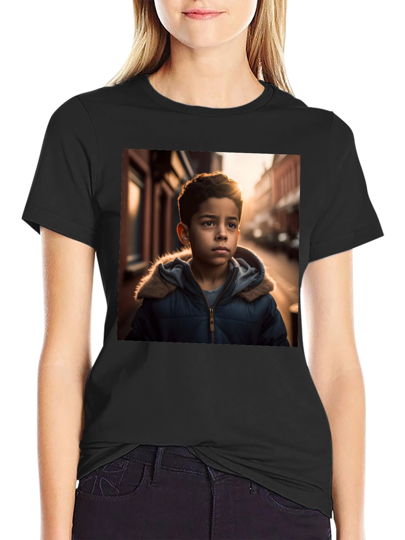 Boy in Winter Coat T-Shirt