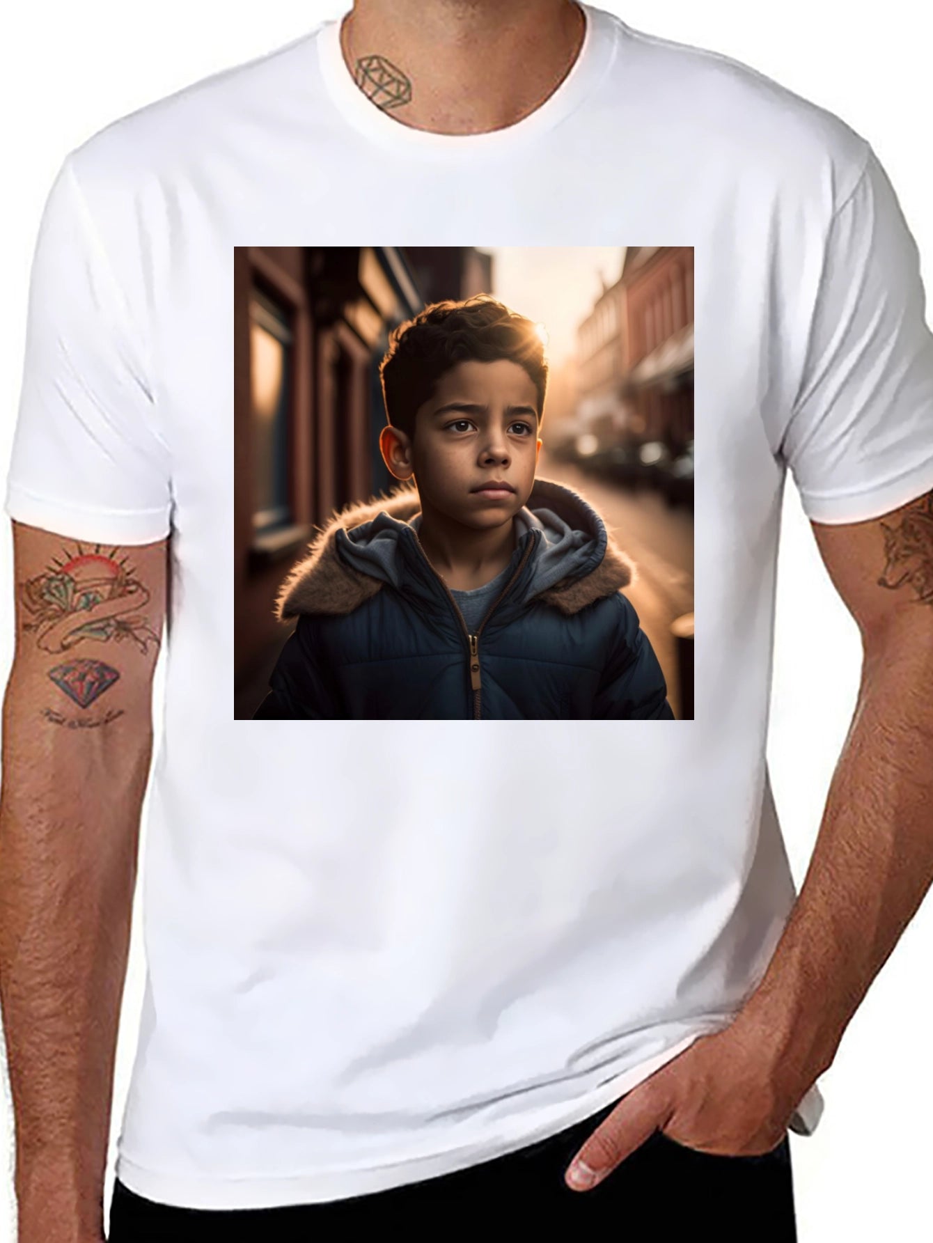 Boy in Winter Coat T-Shirt