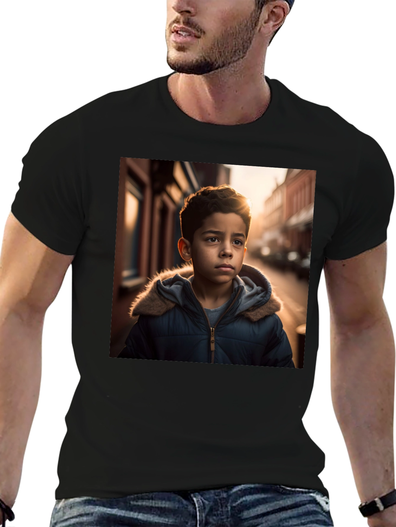 Boy in Winter Coat T-Shirt