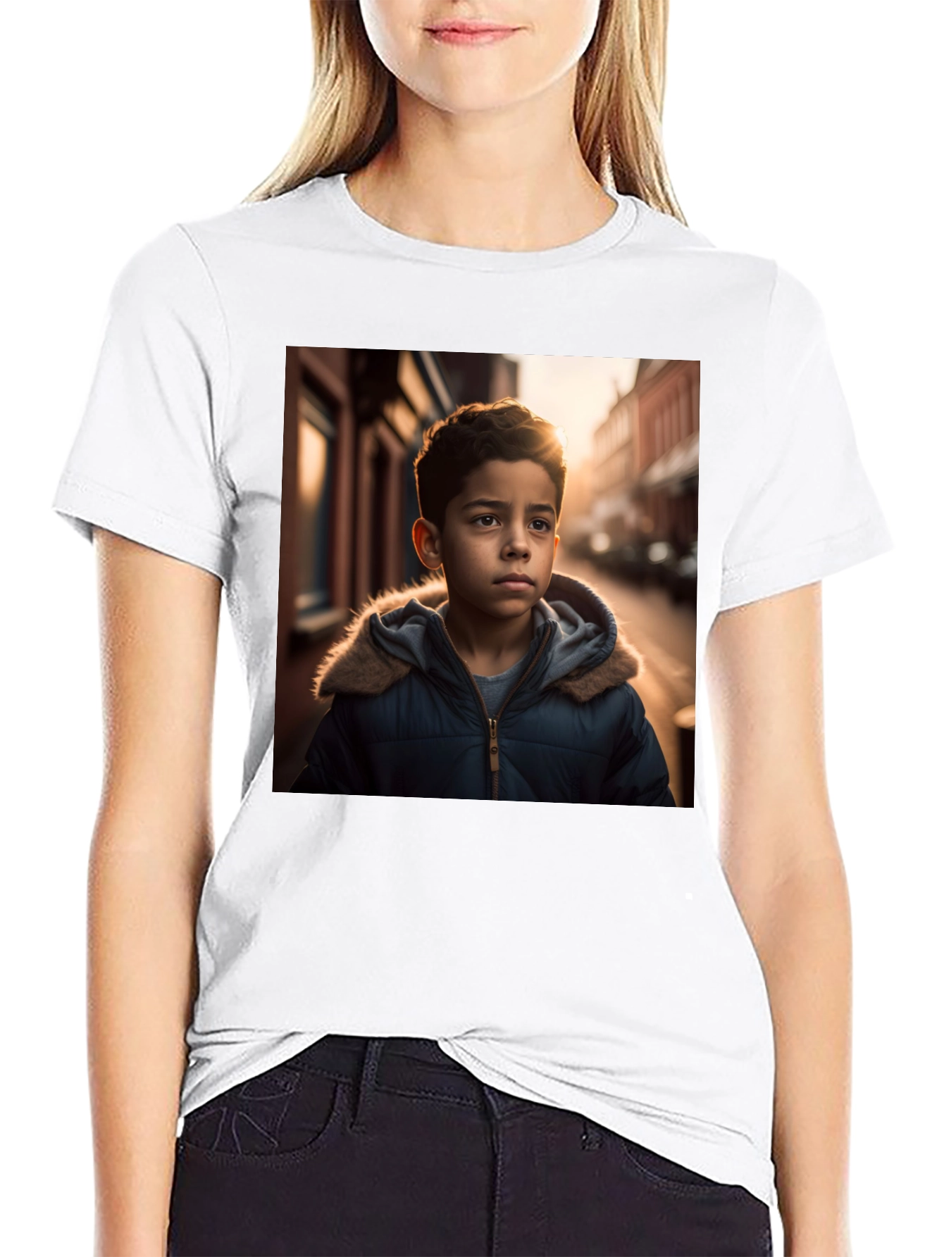 Boy in Winter Coat T-Shirt