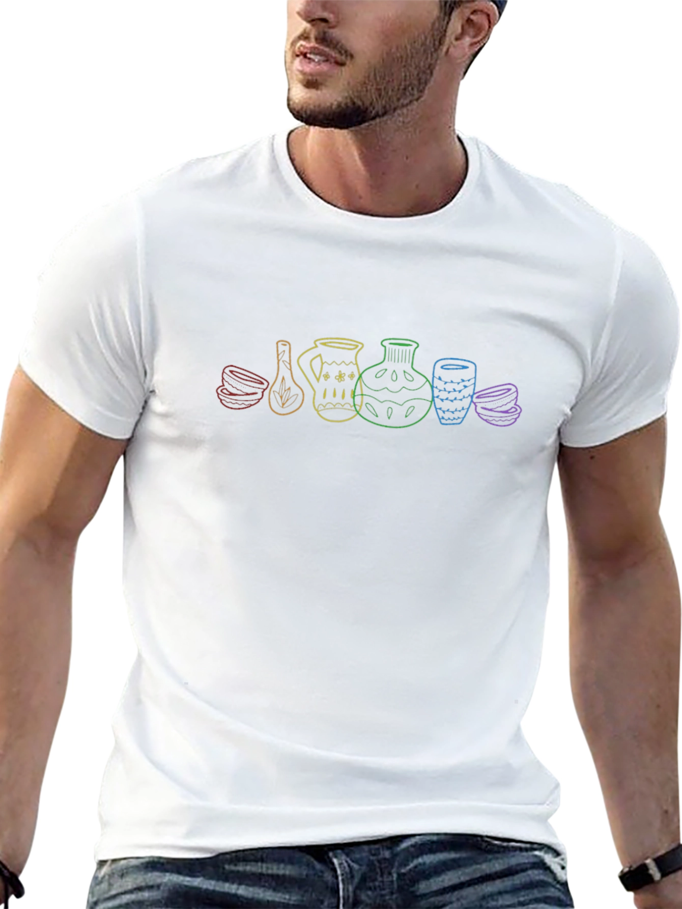 Rainbow Pottery Art Black T-Shirt