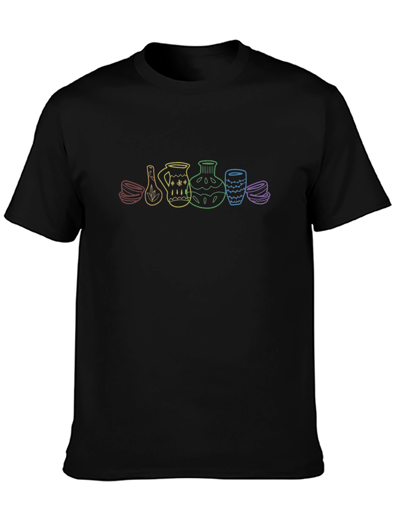 Rainbow Pottery Art Black T-Shirt